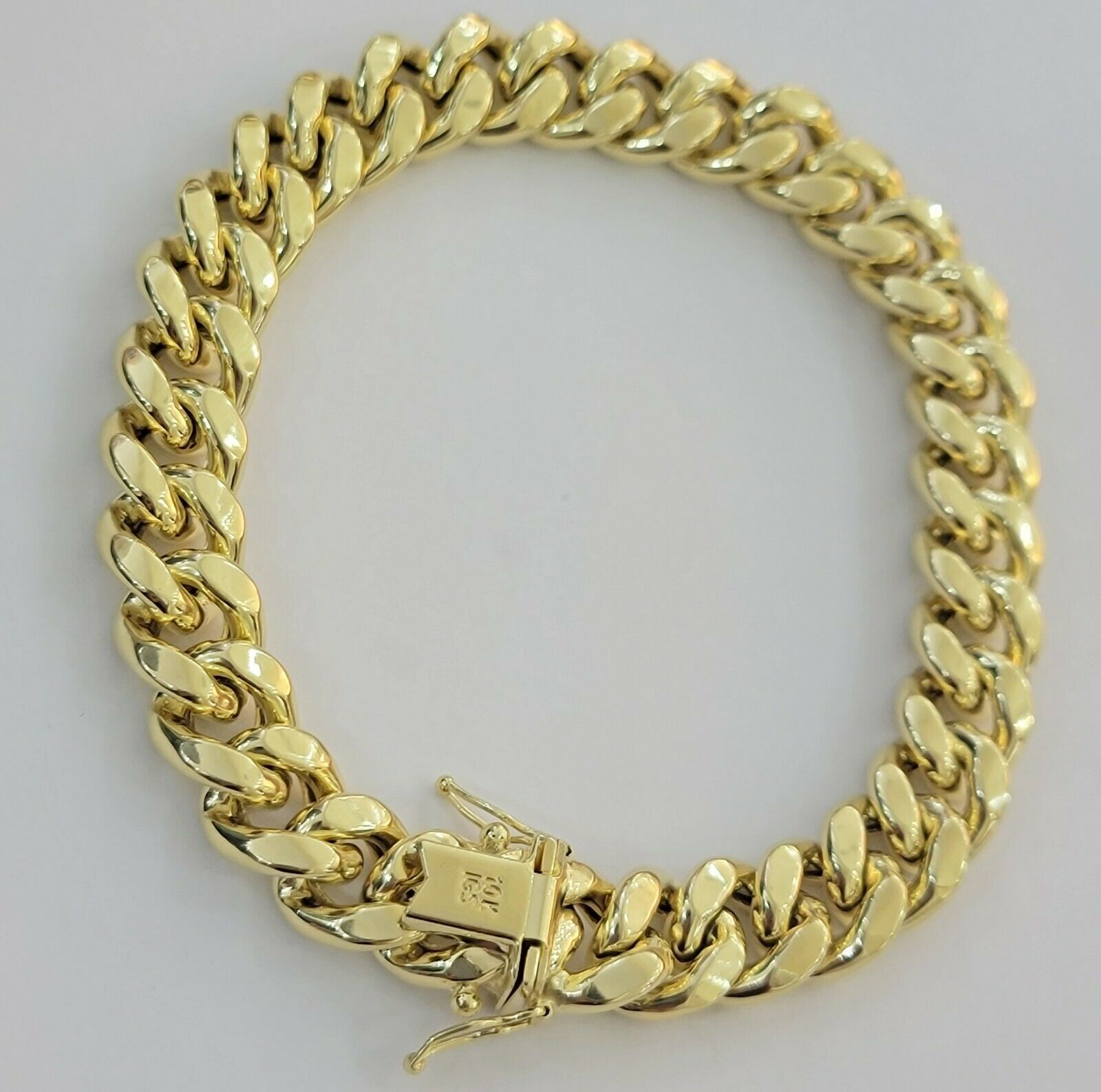 Mens REAL 10k Gold Miami Cuban Bracelet 8" 11mm 10 kt Yellow Gold Strong Links - GoldenlinQ