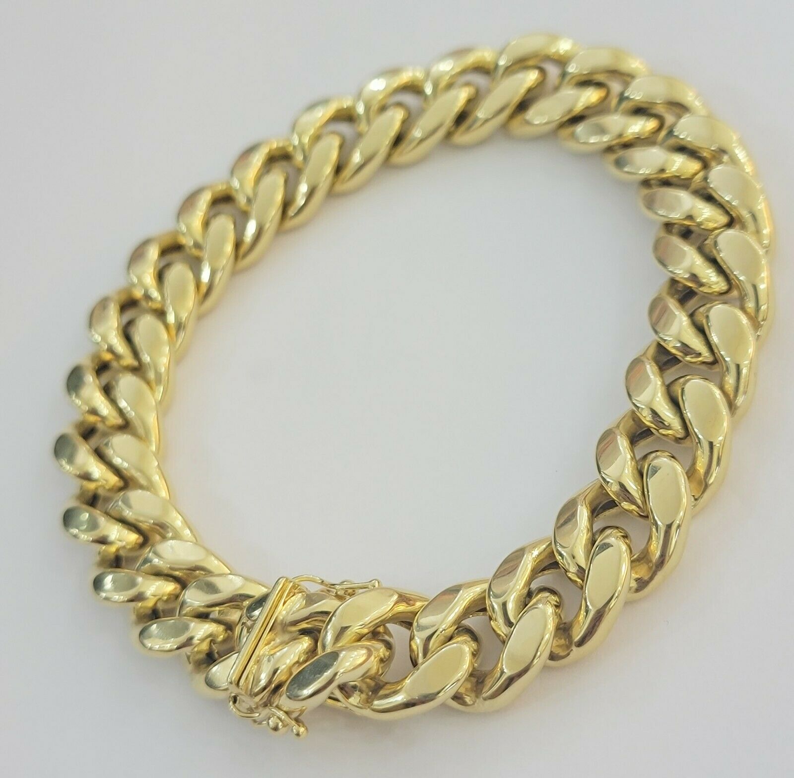 Mens REAL 10k Gold Miami Cuban Bracelet 9" 13mm 10 kt Yellow Gold Strong Links - GoldenlinQ