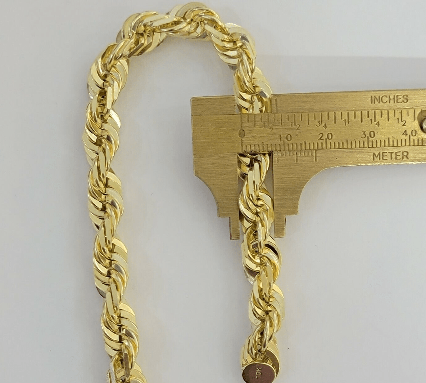 Mens Real 10k Gold Rope Bracelet 9 Inch 10.5mm Diamond Cut Solid 10KT Yellow Gld - GoldenlinQ