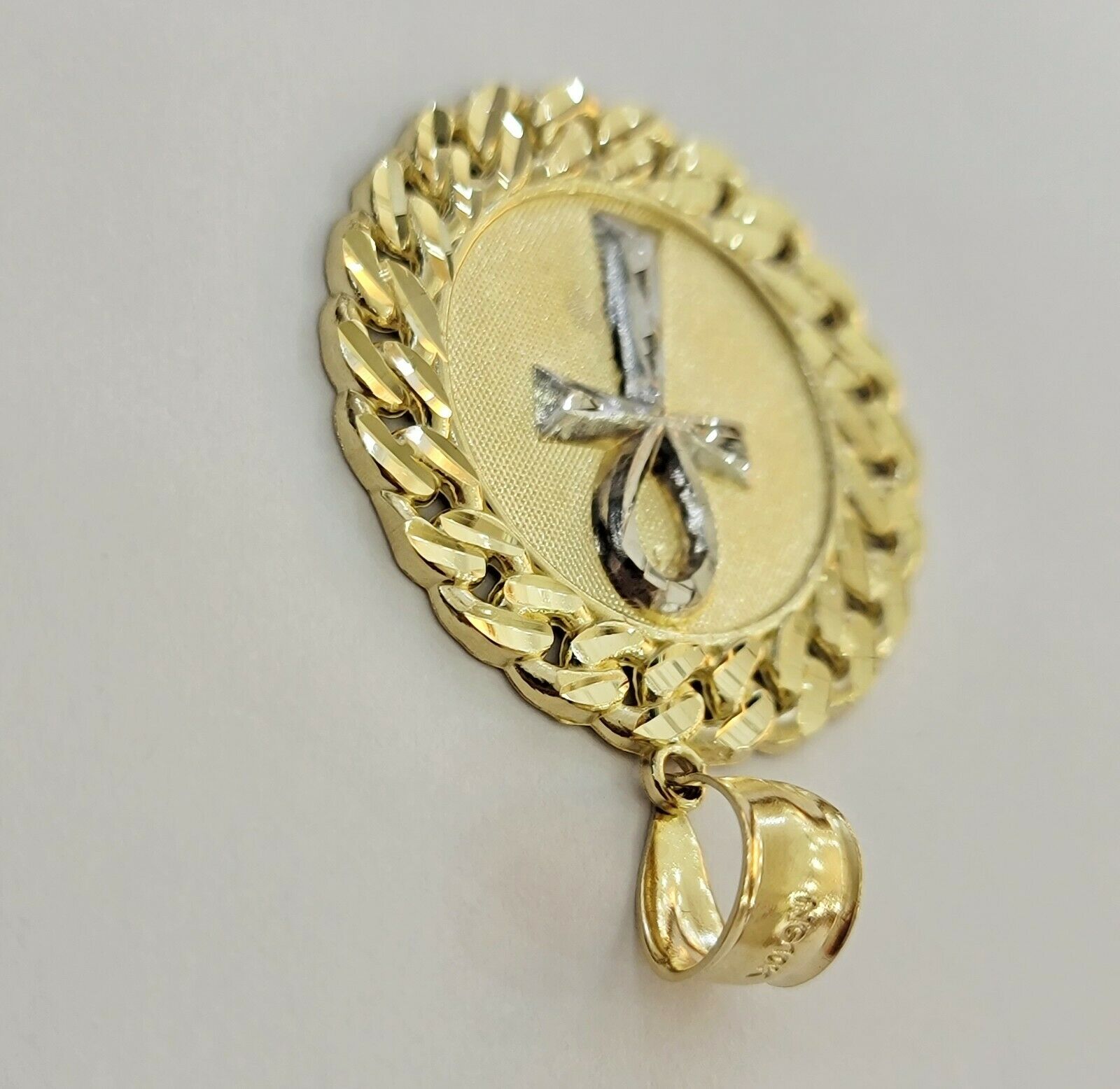 Mens Real 10kt Yellow Gold Ankh Cuban Pendant Charm Medallion Round 10k, Dia Cut - GoldenlinQ