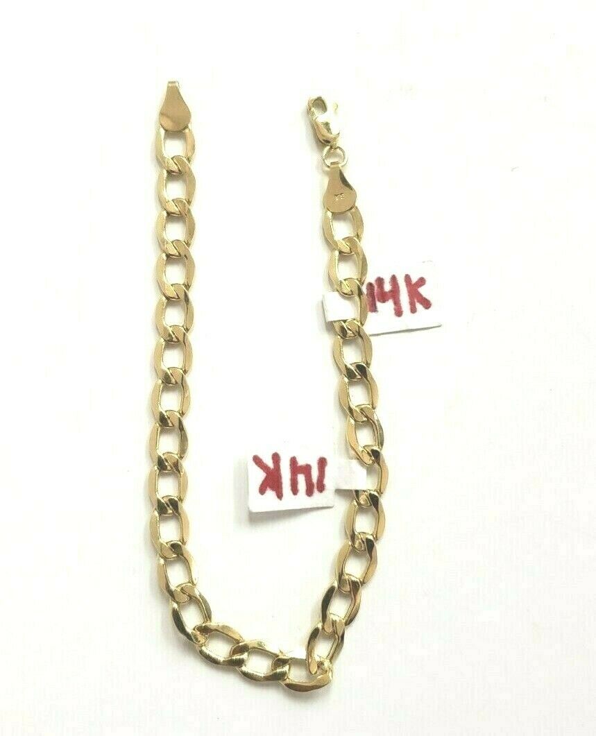 Men's & Women's 14K Yellow Gold Cuban Link Bracelet 6 mm 8 Inches long Real Gold - GoldenlinQ