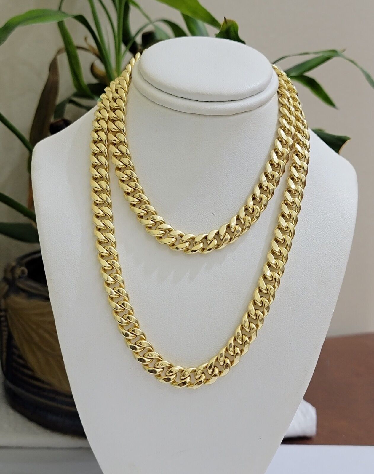 Miami Cuban Link Chain 20 Inch Necklace REAL 10k Yellow Gold 8mm Mens Women 10KT - GoldenlinQ