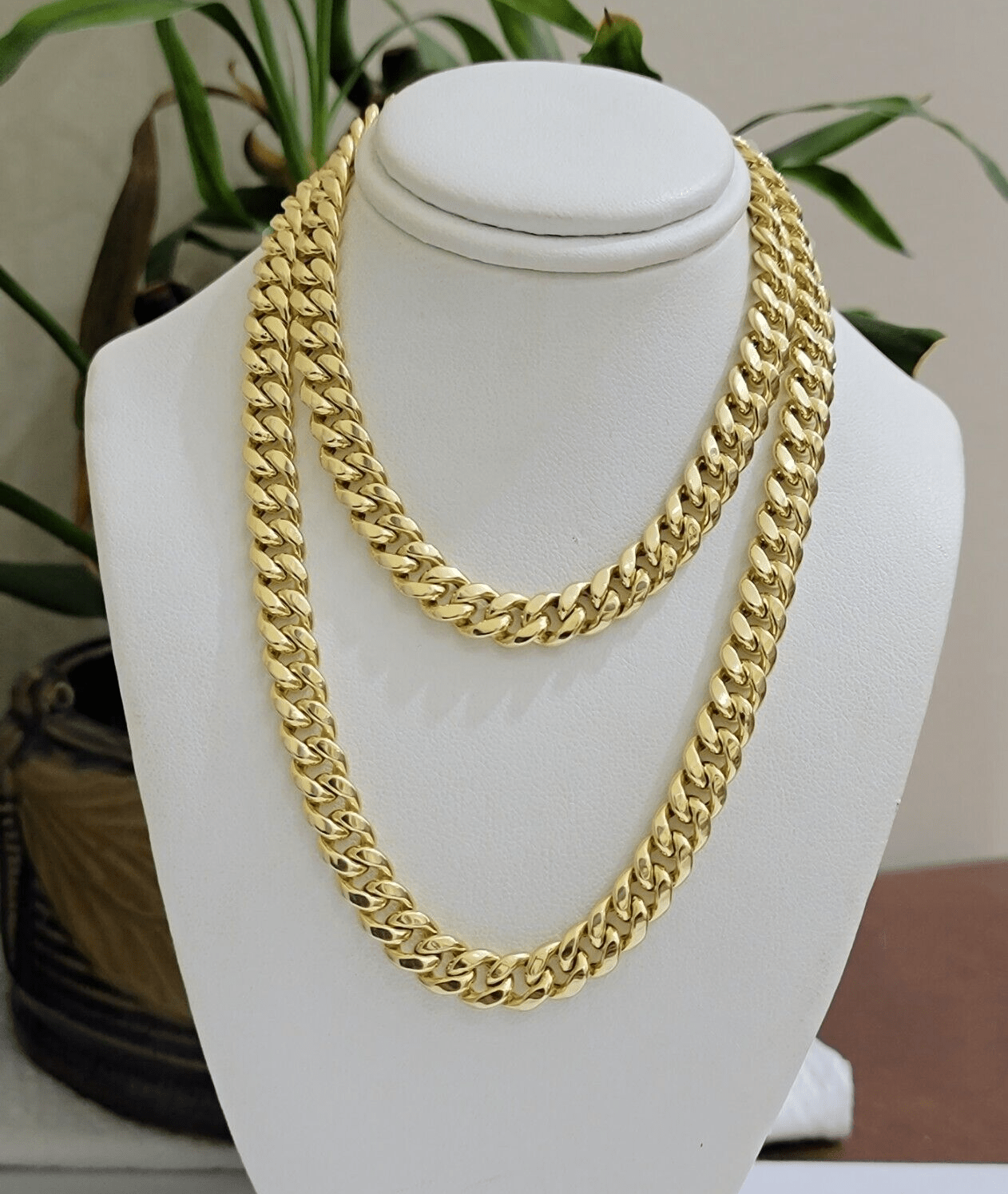 Miami Cuban Link Chain 22 Inch Necklace REAL 10k Yellow Gold 8mm Mens Women 10KT - GoldenlinQ