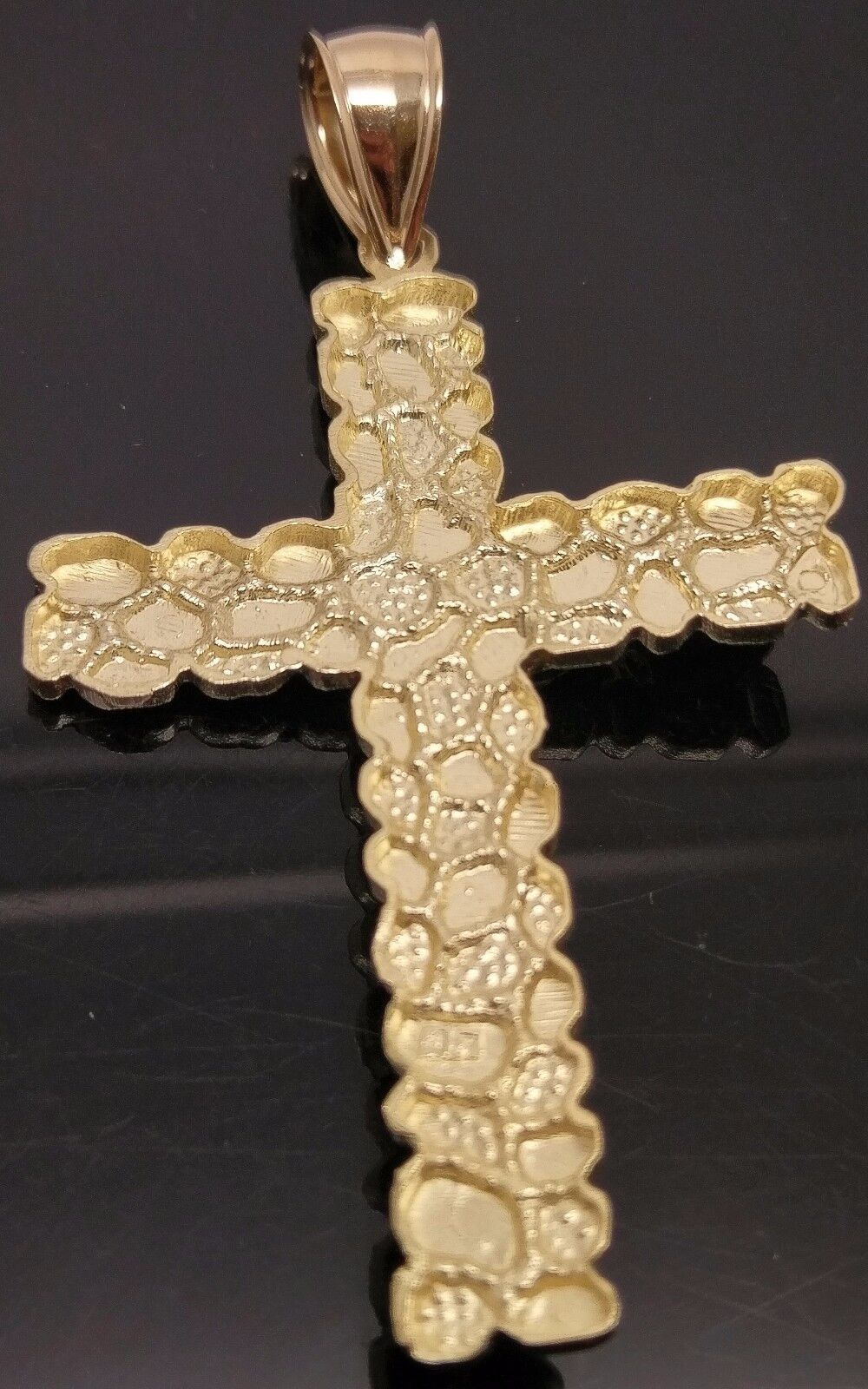 Nugget Style 10K Yellow Gold Men Women Jesus Crucified Cross Pendent - GoldenlinQ