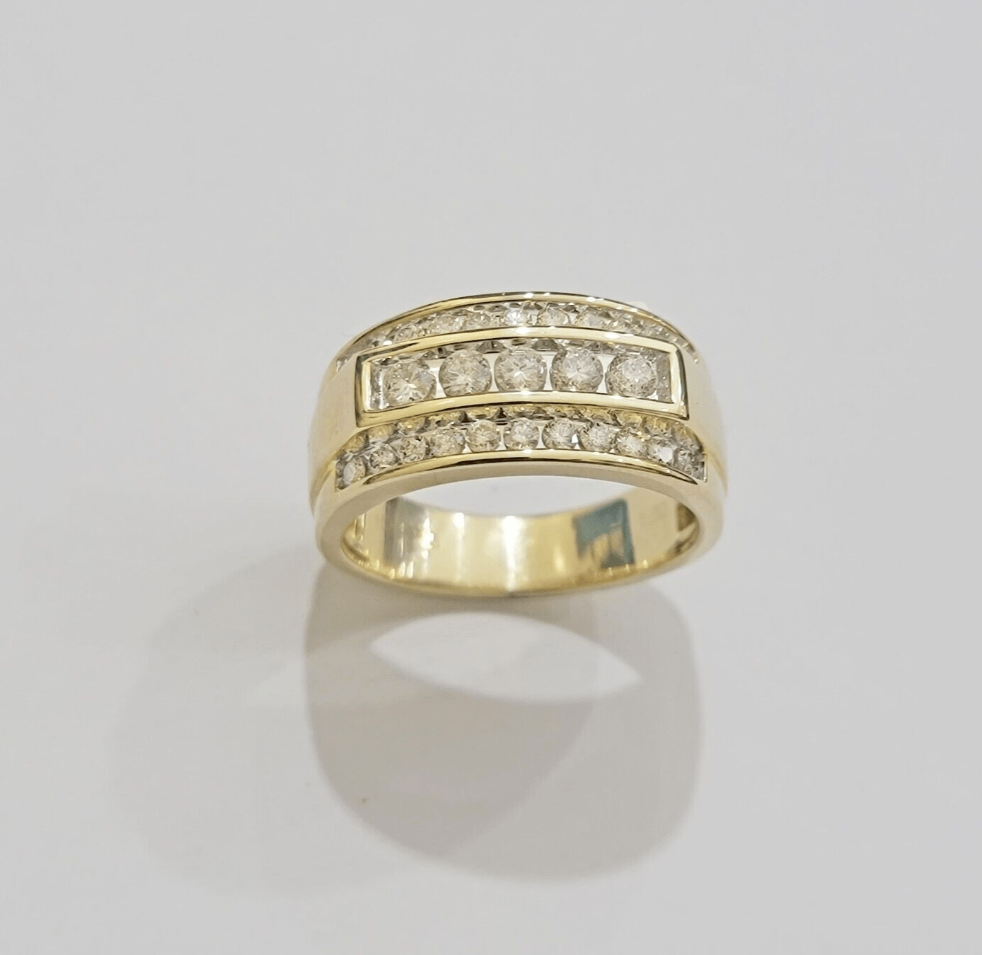 Real 10k 1CT Diamond Ring Men Band Natural Diamonds and Genuine 10kt Yellow Gold - GoldenlinQ