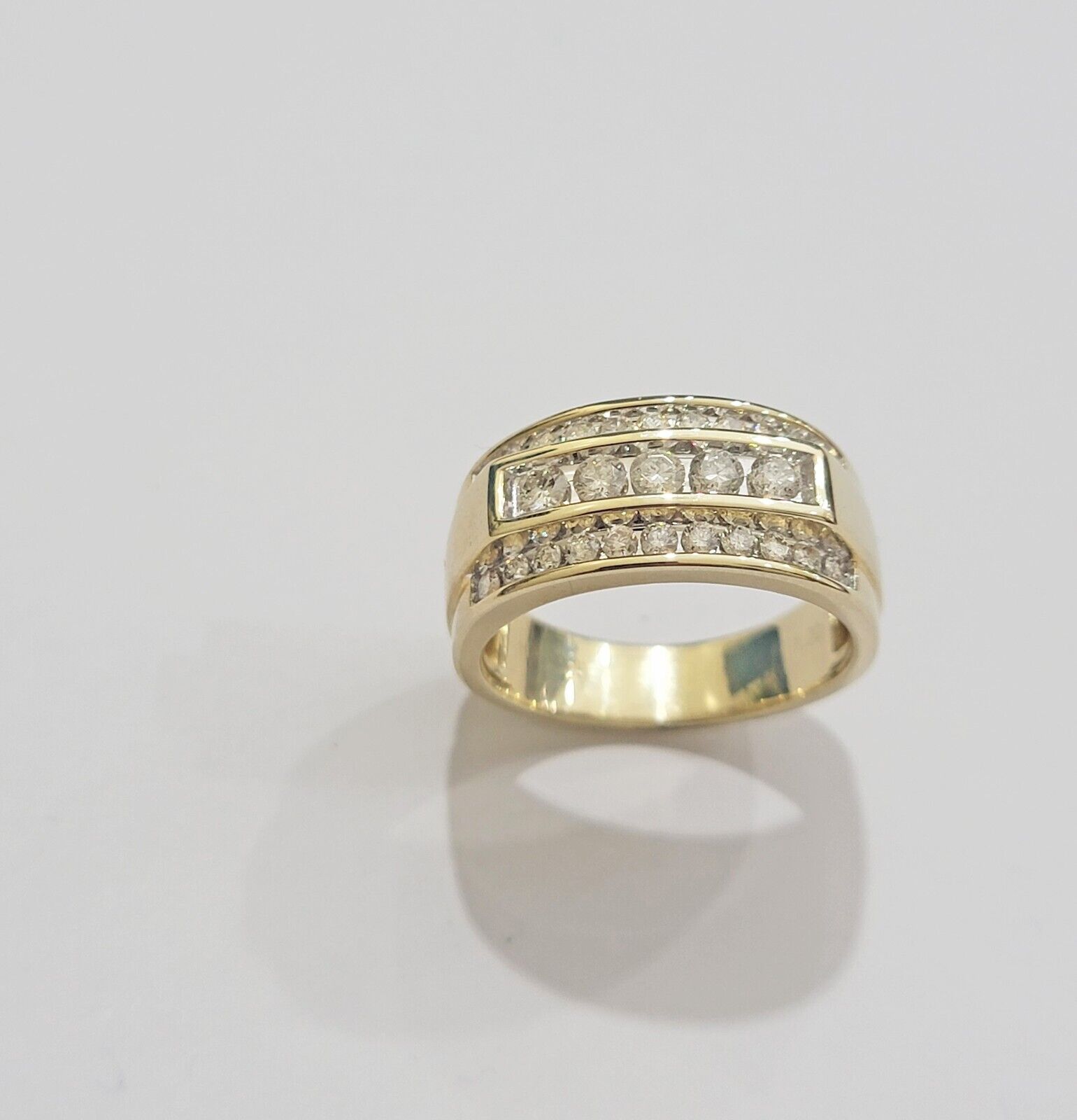 Real 10k 1CT Diamond Ring Men Band Natural Diamonds and Genuine 10kt Yellow Gold - GoldenlinQ