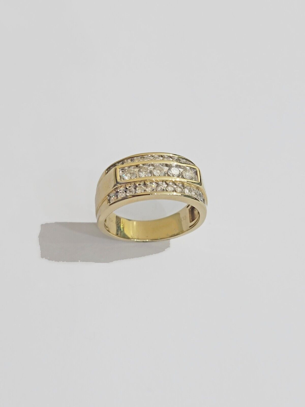 Real 10k 1CT Diamond Ring Men Band Natural Diamonds and Genuine 10kt Yellow Gold - GoldenlinQ