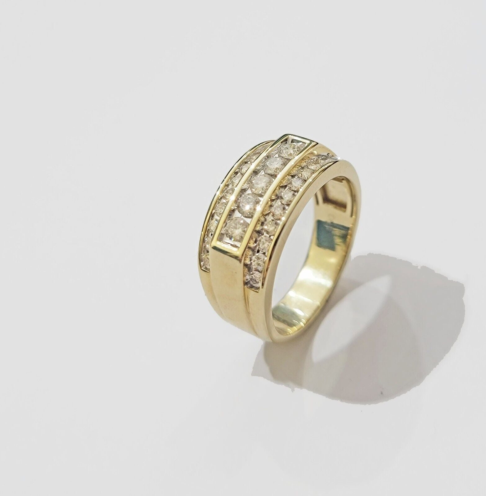 Real 10k 1CT Diamond Ring Men Band Natural Diamonds and Genuine 10kt Yellow Gold - GoldenlinQ