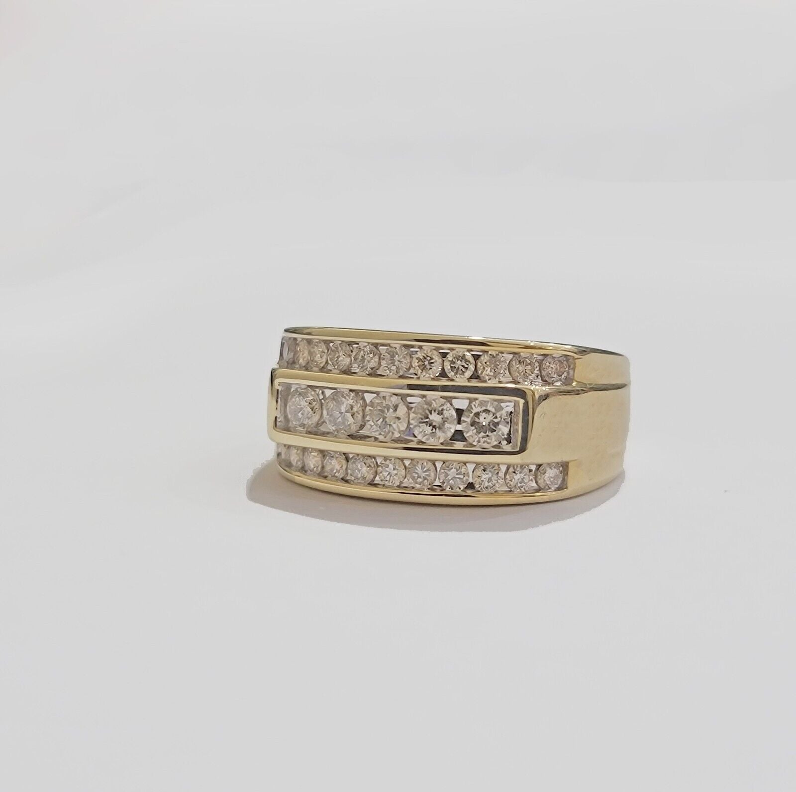 Real 10k 1CT Diamond Ring Men Band Natural Diamonds and Genuine 10kt Yellow Gold - GoldenlinQ