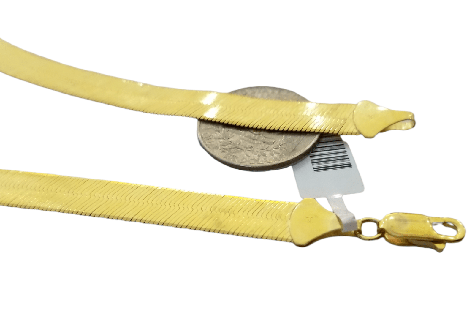 Real 10k 8mm Yellow Gold Herring Bone Chain Necklace 16 Inches Lobster lock - GoldenlinQ