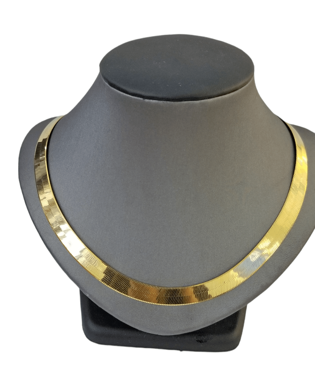 Real 10k 8mm Yellow Gold Herring Bone Chain Necklace 16 Inches Lobster lock - GoldenlinQ