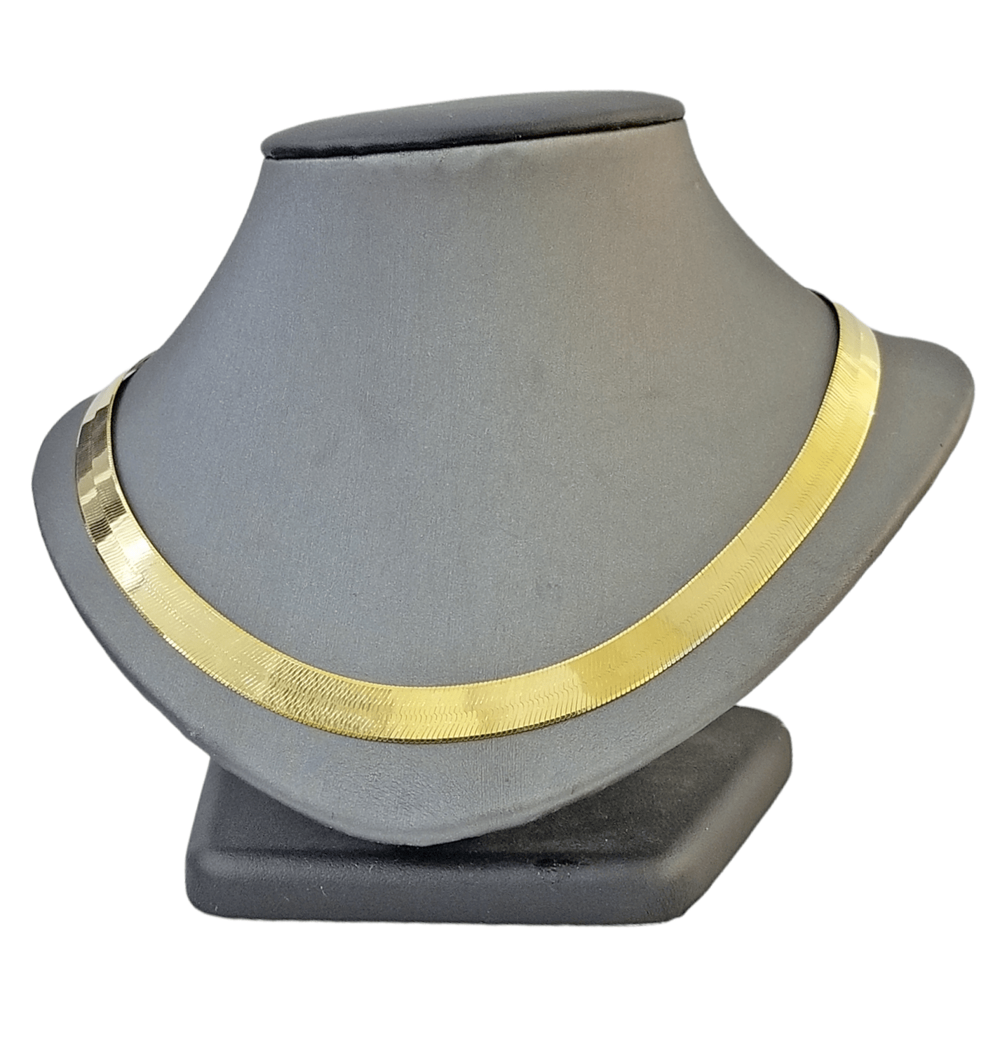 Real 10k 8mm Yellow Gold Herring Bone Chain Necklace 16 Inches Lobster lock - GoldenlinQ