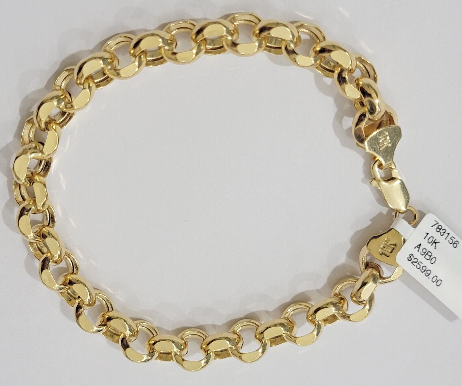 Real 10k Bracelet Rolo 8mm Circle Link 8" Inch Long Men & Women 10K Yellow Gold - GoldenlinQ