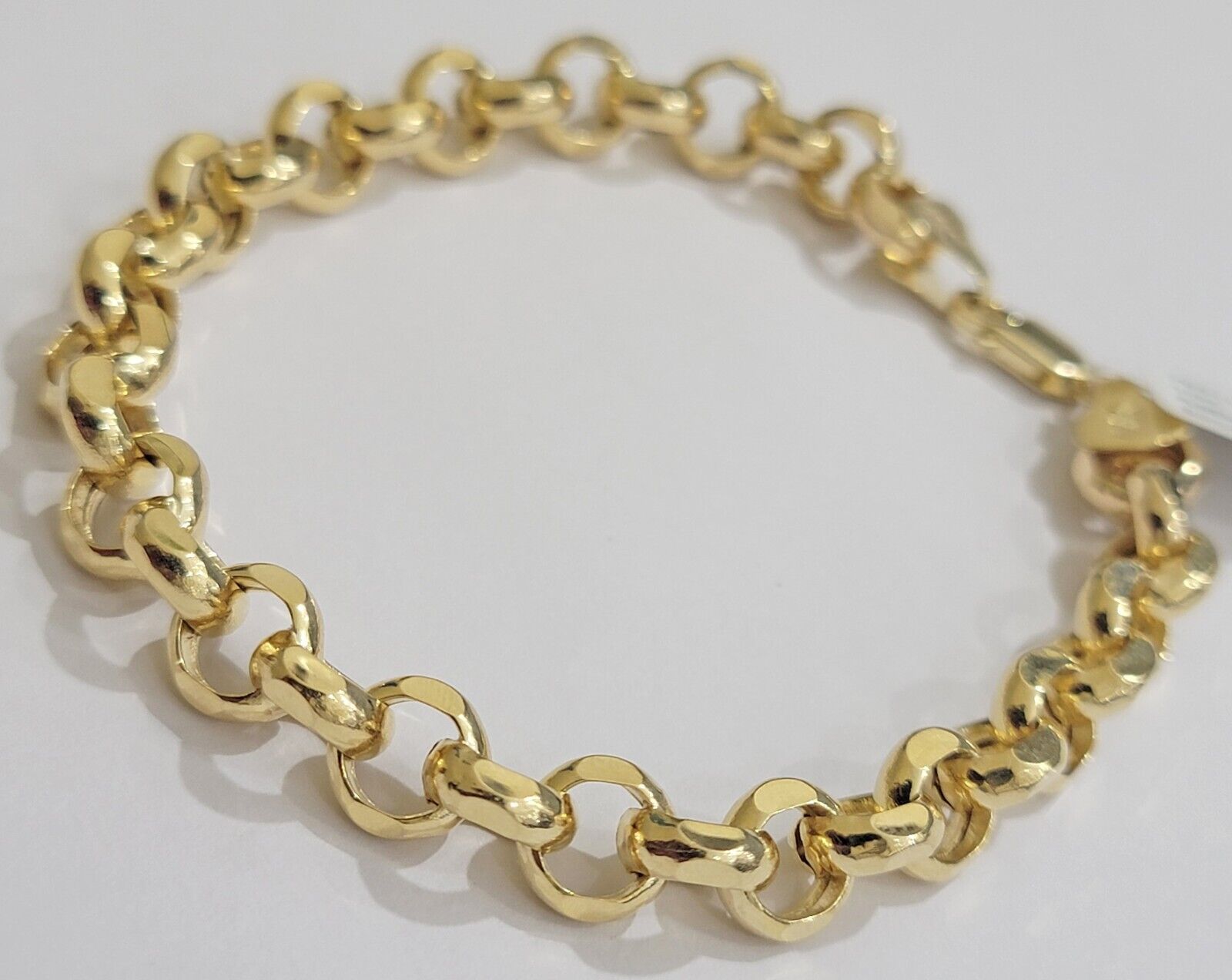 Real 10k Bracelet Rolo 8mm Circle Link 8" Inch Long Men & Women 10K Yellow Gold - GoldenlinQ