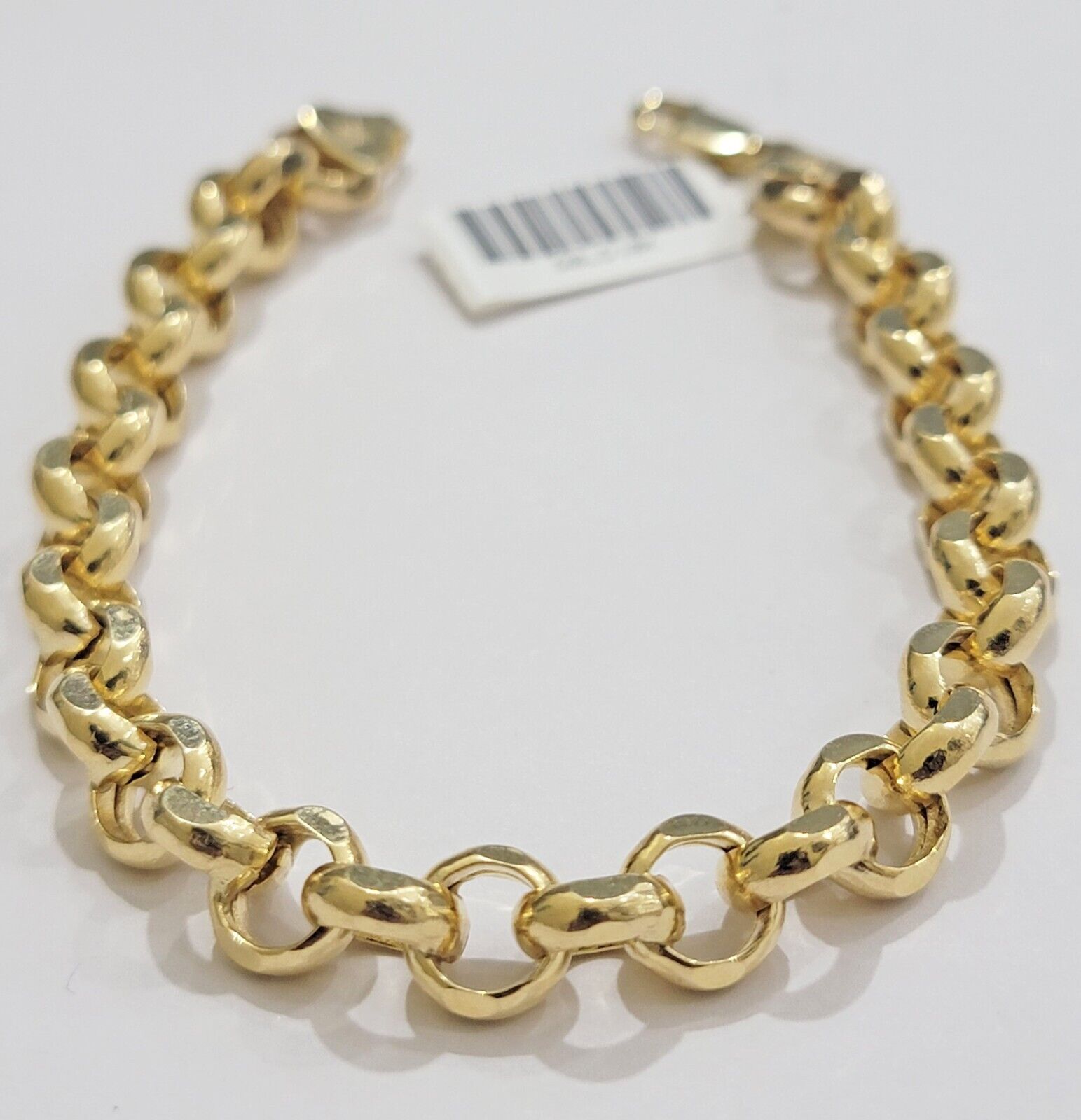 Real 10k Bracelet Rolo 8mm Circle Link 9" Inch Long Men & Women 10K Yellow Gold - GoldenlinQ