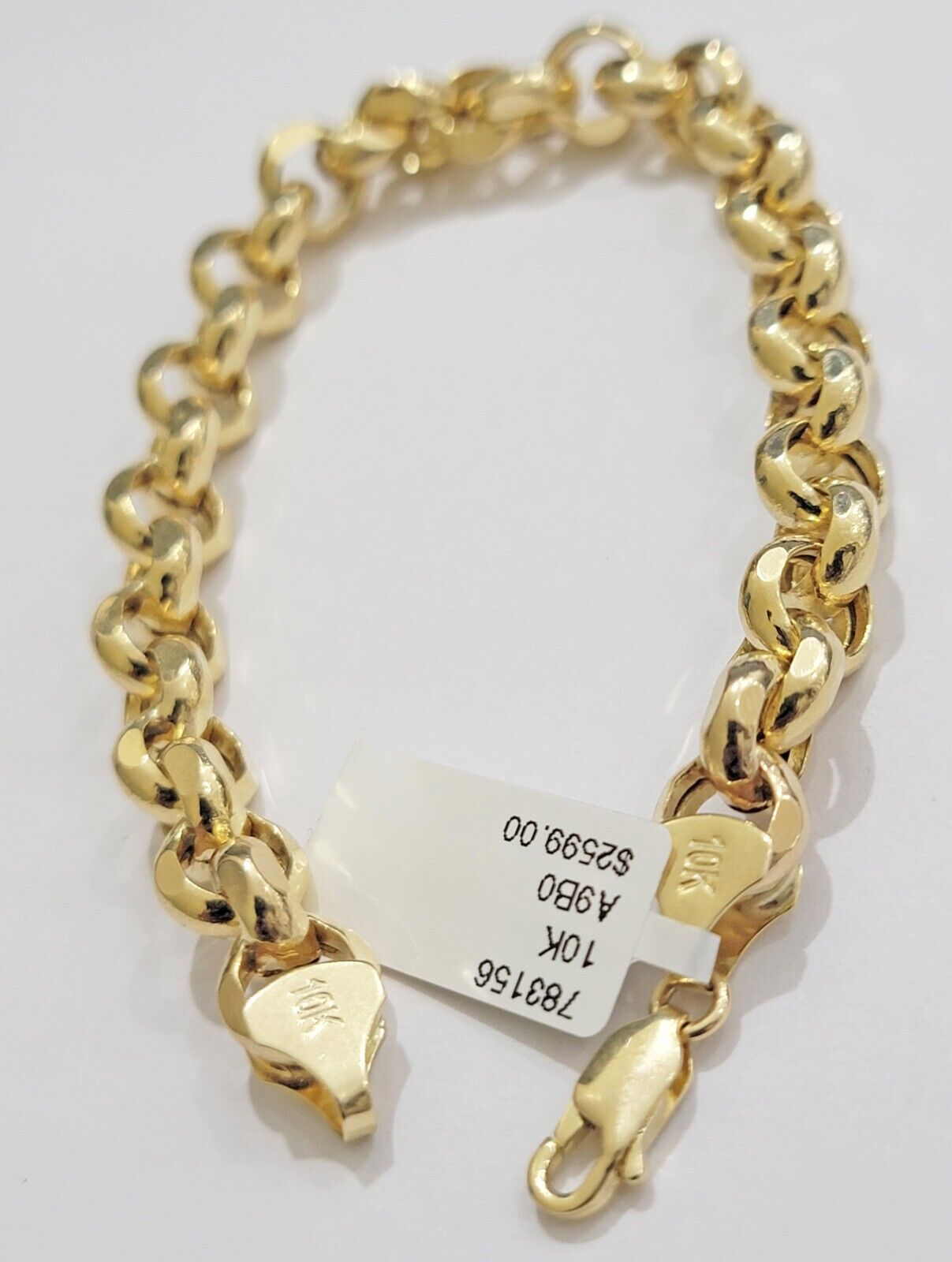 Real 10k Bracelet Rolo 8mm Circle Link 9" Inch Long Men & Women 10K Yellow Gold - GoldenlinQ