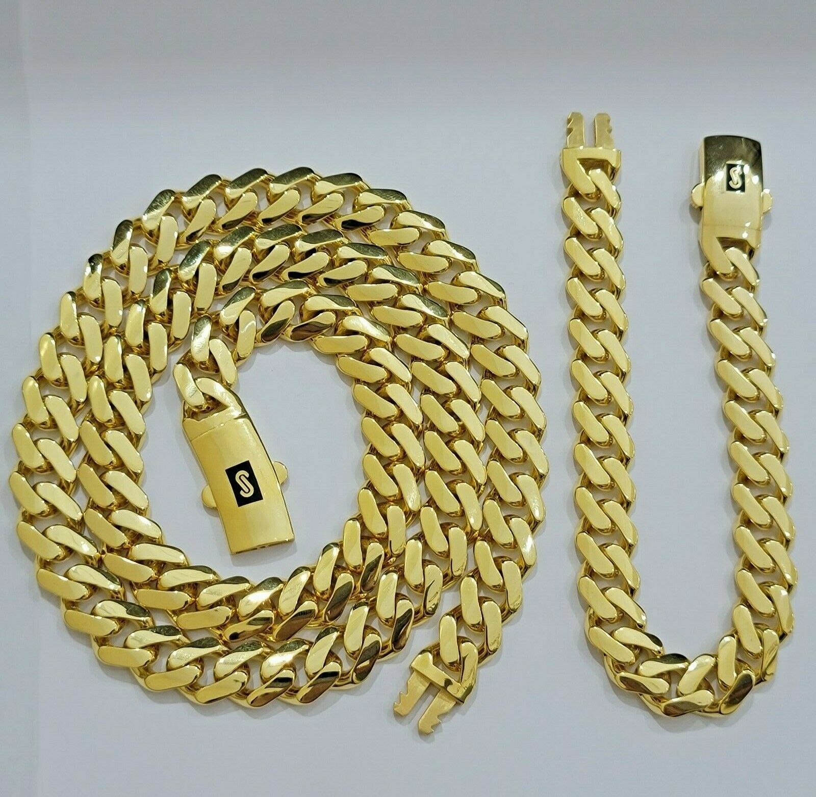 Real 10k Gold 11mm Chain 26" Bracelet 8" SET Cuban Royal Link Necklace MEN'S - GoldenlinQ