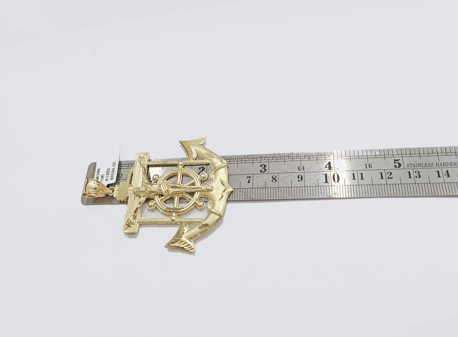 Real 10k Gold Anchor Jesus Cross Charm Pendant 10kt Yellow Gold Men Women - GoldenlinQ