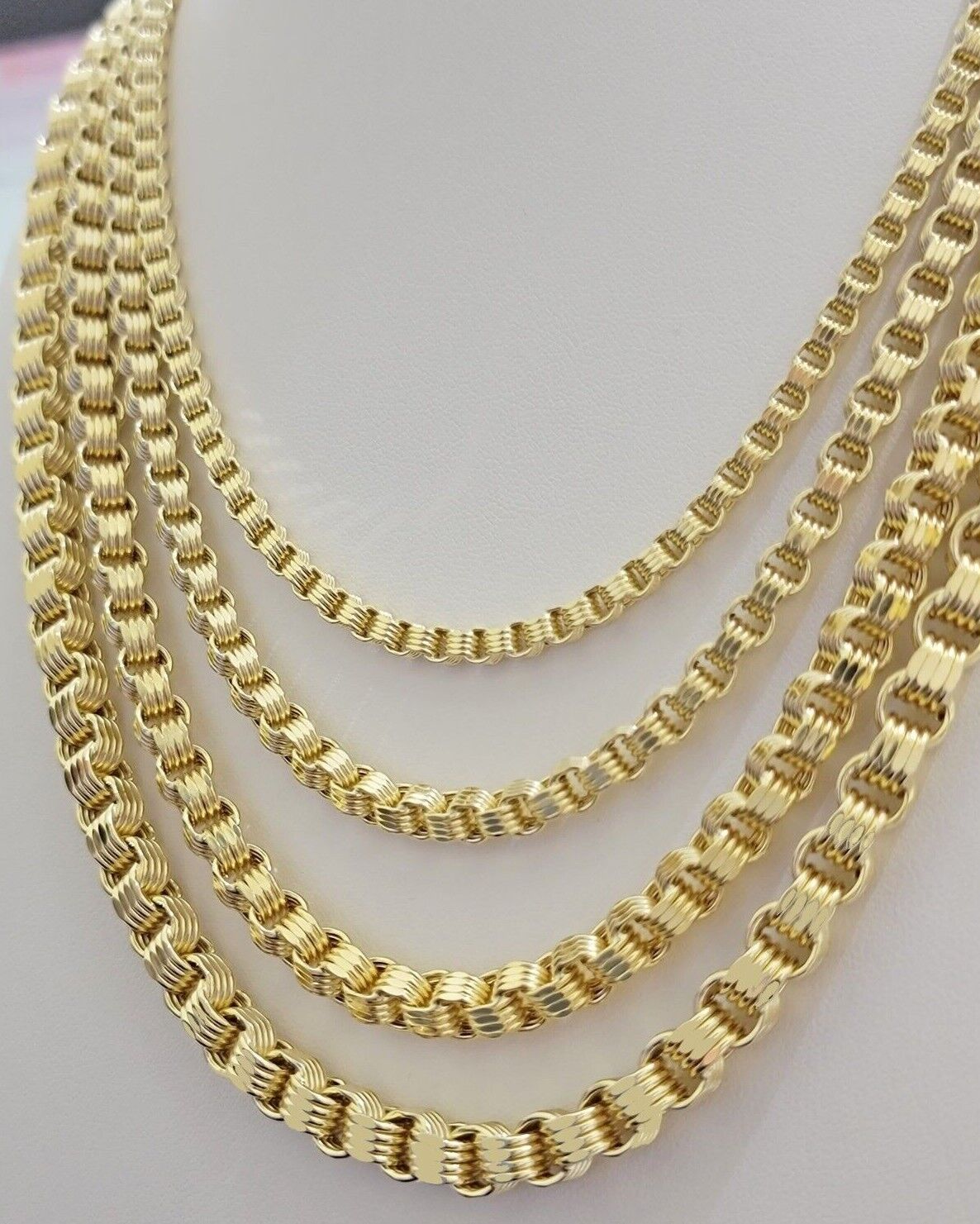 Real 10k Gold Box Byzantine Chain Necklace 20" - 28" Inch 4mm 5mm 6mm 7mm 10kt Men - GoldenlinQ