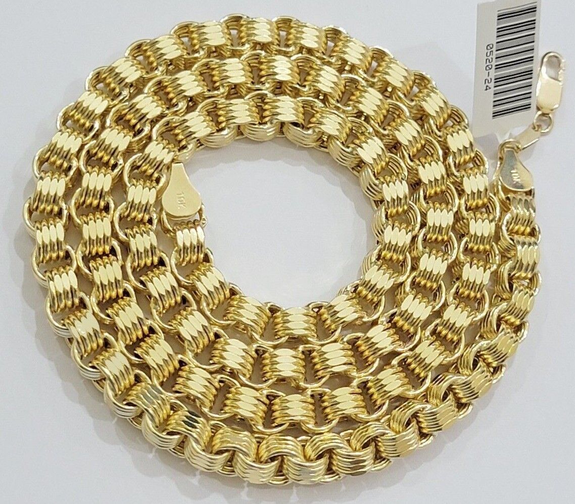 Real 10k Gold Box Byzantine Chain Necklace 20" - 28" Inch 4mm 5mm 6mm 7mm 10kt Men - GoldenlinQ
