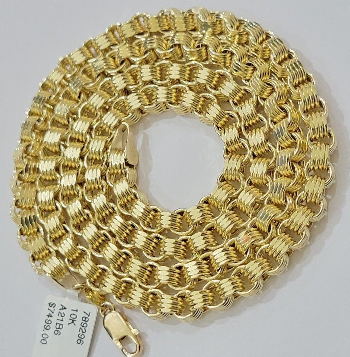 Real 10k Gold Box Byzantine Chain Necklace 20" - 28" Inch 4mm 5mm 6mm 7mm 10kt Men - GoldenlinQ