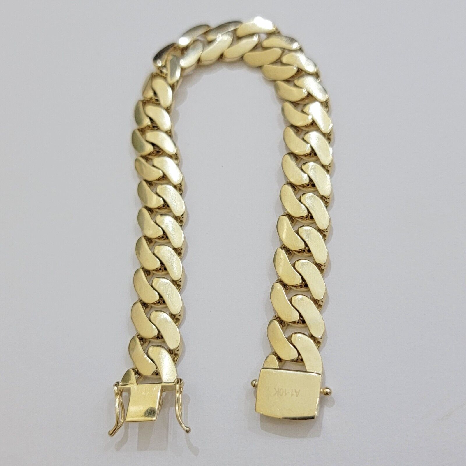 Real 10k Gold Bracelet 12mm Royal Miami Cuban Link 9 inch Men's 10kt Yellow Gold - GoldenlinQ