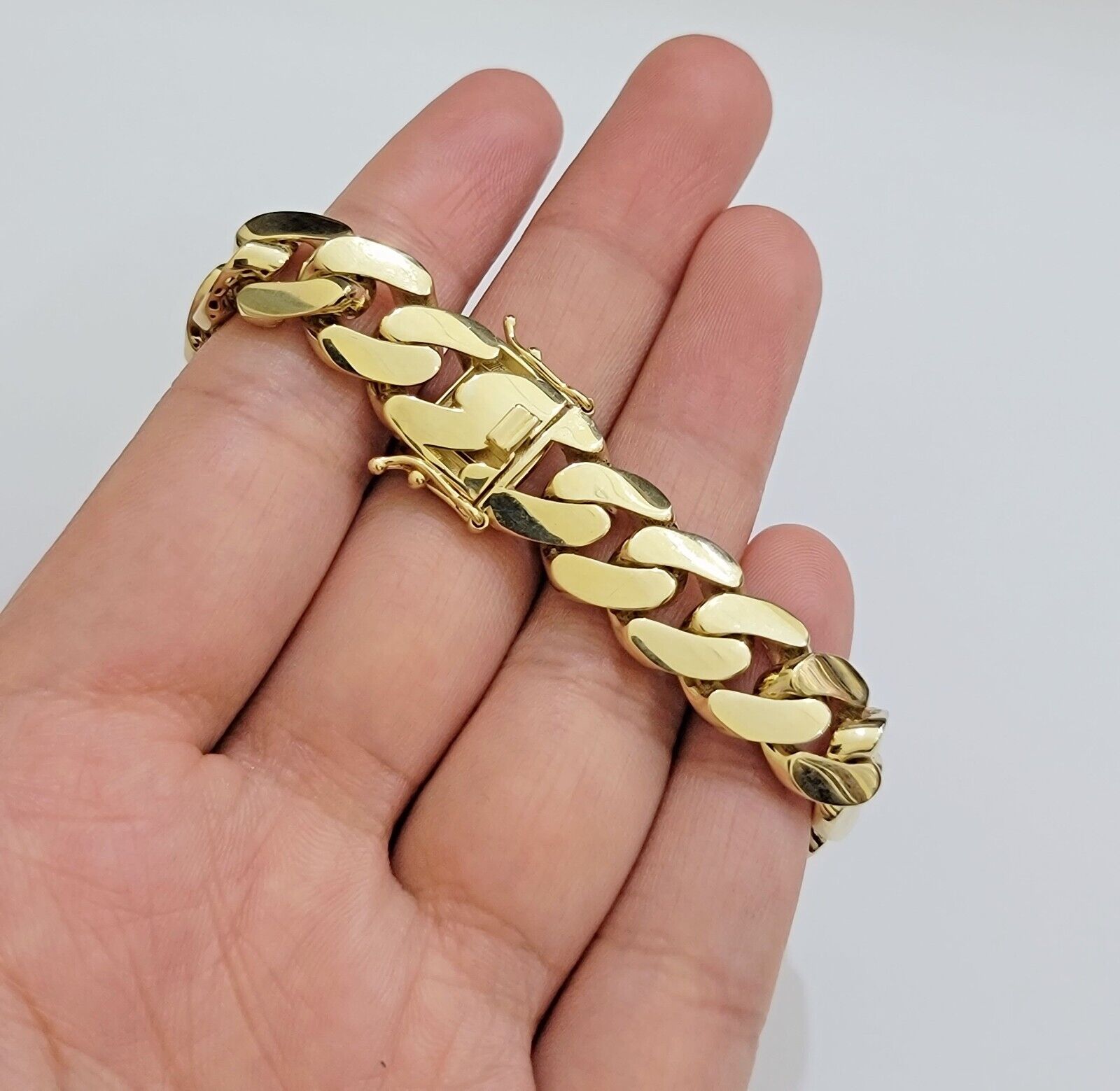 Real 10k Gold Bracelet 12mm Royal Miami Cuban Link 9 inch Men's 10kt Yellow Gold - GoldenlinQ