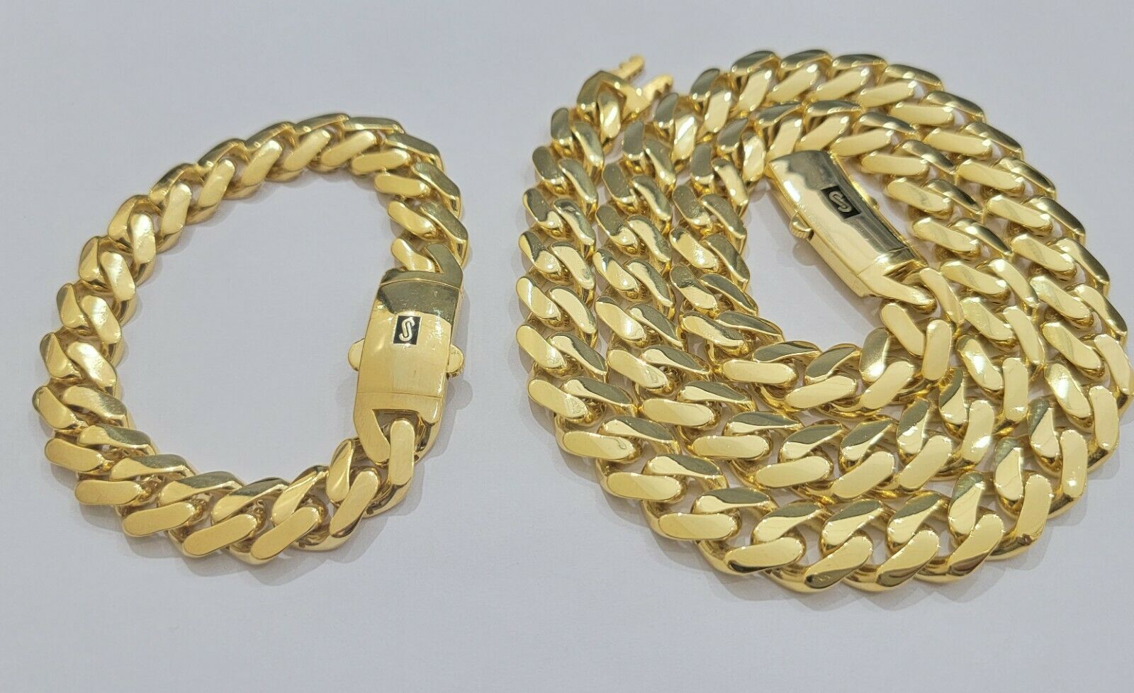 Real 10k Gold Bracelet 13mm Miami Cuban Royal Link 8.5" Shiny Plain Monaco,10kt - GoldenlinQ