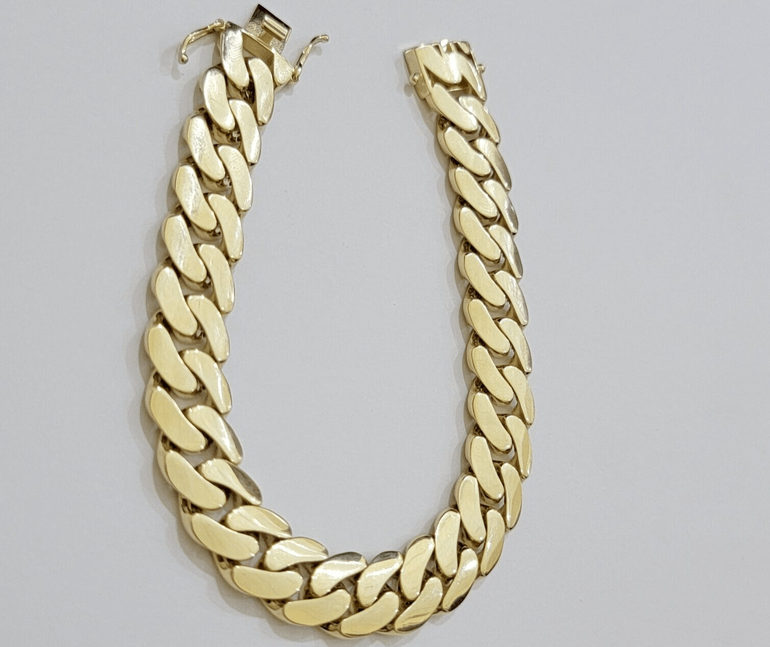 Real 10k Gold Bracelet 14mm Royal Miami Cuban Link 9 inch Men's 10kt Yellow Gold - GoldenlinQ