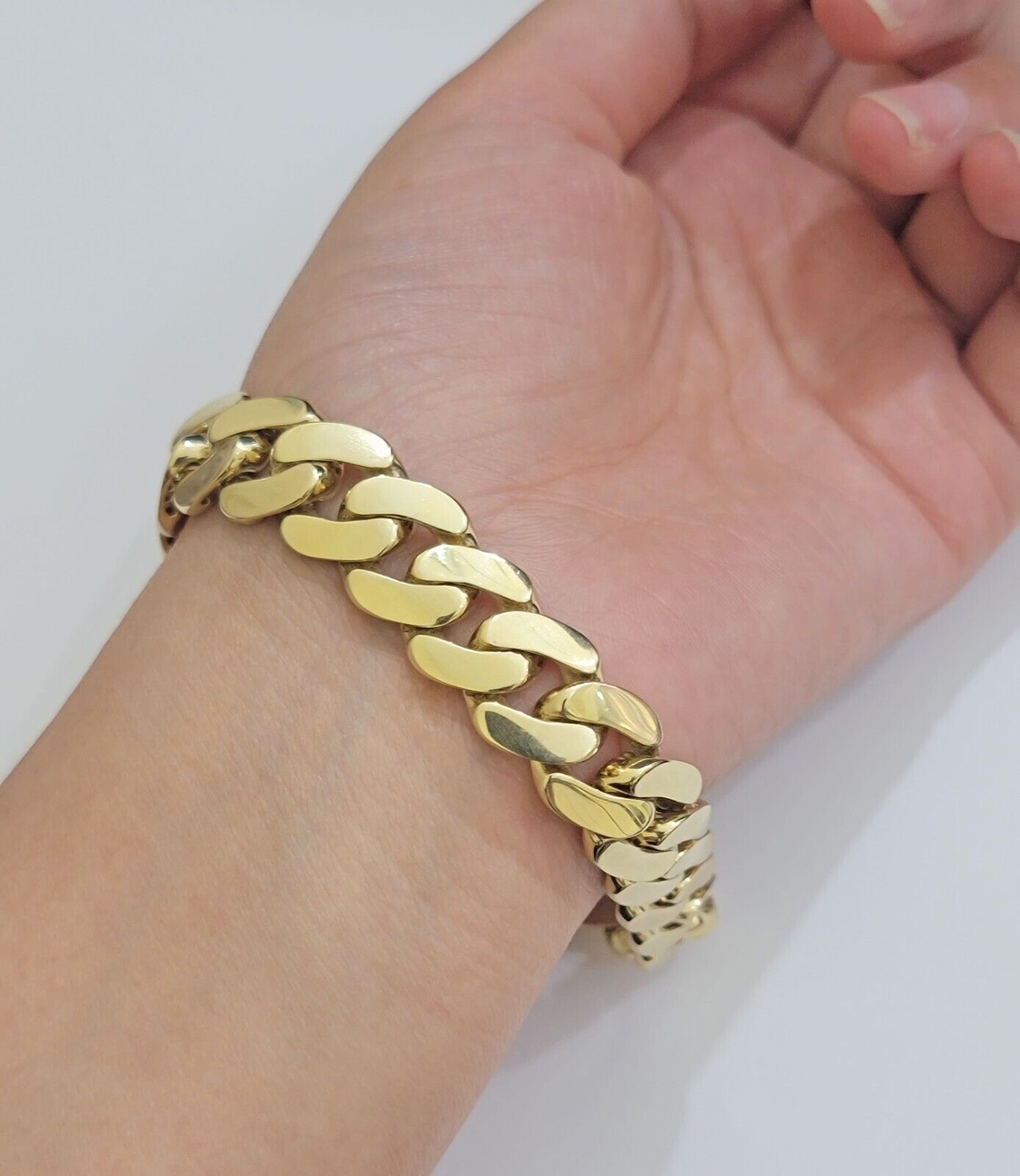 Real 10k Gold Bracelet 14mm Royal Miami Cuban Link 9 inch Men's 10kt Yellow Gold - GoldenlinQ