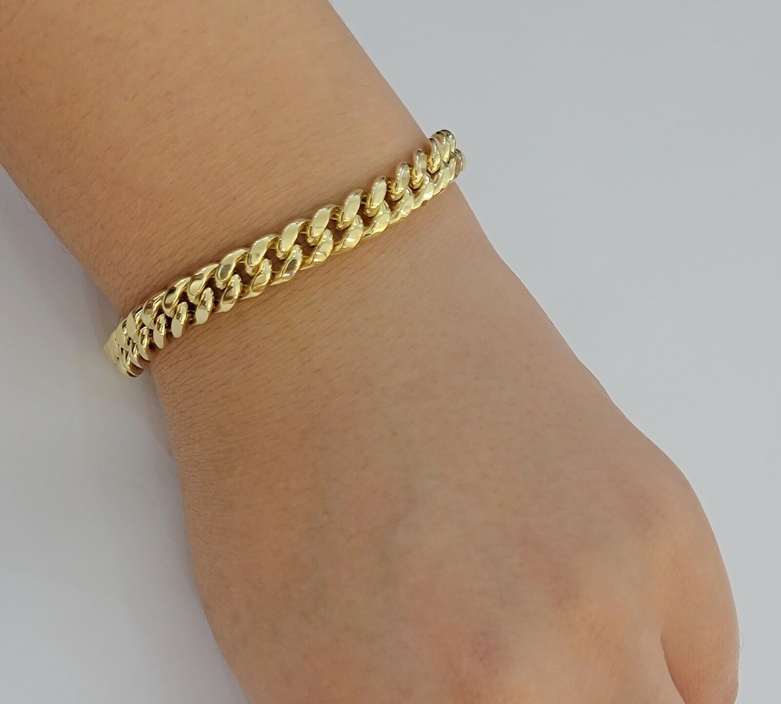 Real 10k Gold Bracelet 7 inch 8mm Miami Cuban Link Box Clasp Strong Men Women - GoldenlinQ