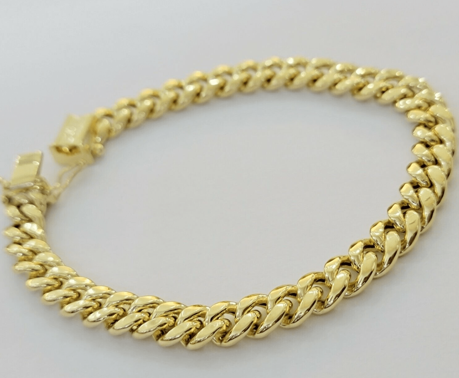 Real 10k Gold Bracelet 9 inch 8mm Miami Cuban Link Box Clasp Strong 10kt , Men's - GoldenlinQ
