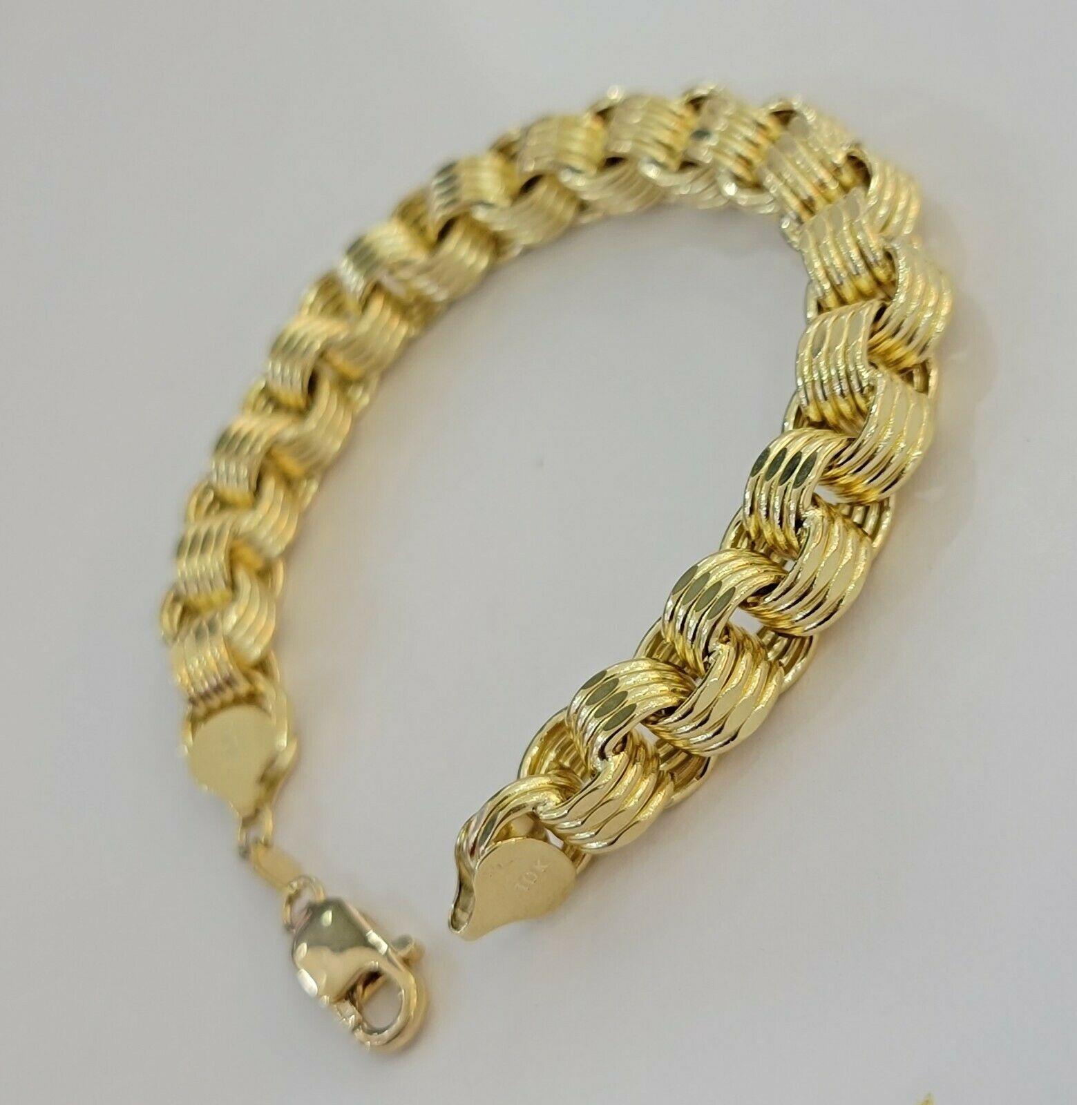 REAL 10k Gold Bracelet Byzantine Box 8" 9mm 10 kt Yellow Gold Men's Genuine 10kt - GoldenlinQ