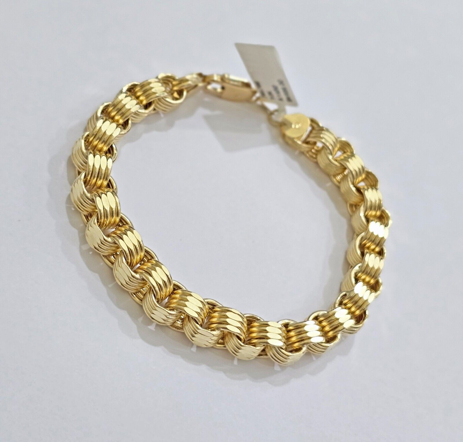 Real 10k Gold Bracelet Byzantine Box 8 Inch 8.5mm 10kt Yellow Gold Men's Genuine - GoldenlinQ