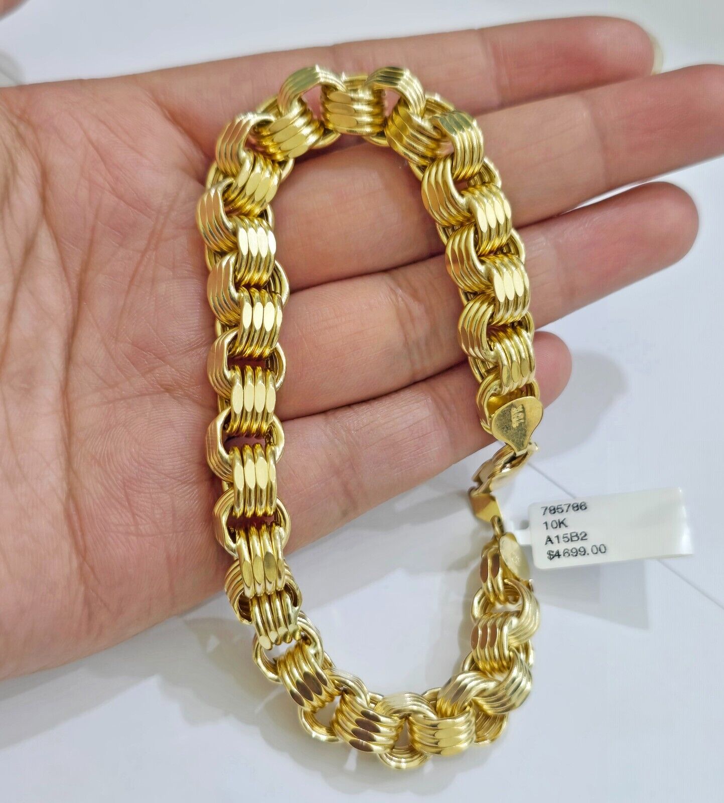 Real 10k Gold Bracelet Byzantine Box 9 Inch 8.5mm 10kt Yellow Gold Men's Genuine - GoldenlinQ