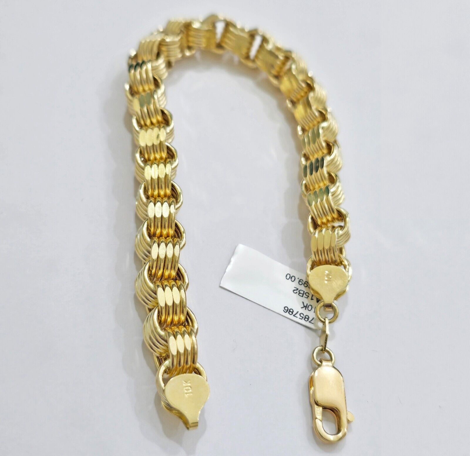 Real 10k Gold Bracelet Byzantine Box 9 Inch 8.5mm 10kt Yellow Gold Men's Genuine - GoldenlinQ