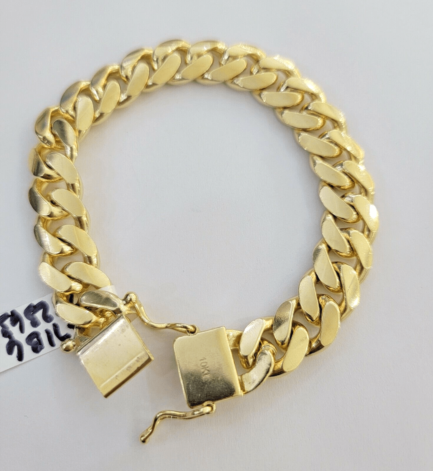 Real 10k Gold Bracelet Mens Miami Cuban Link 9 Inch 13mm Heavy SOLID 10KT , SALE - GoldenlinQ