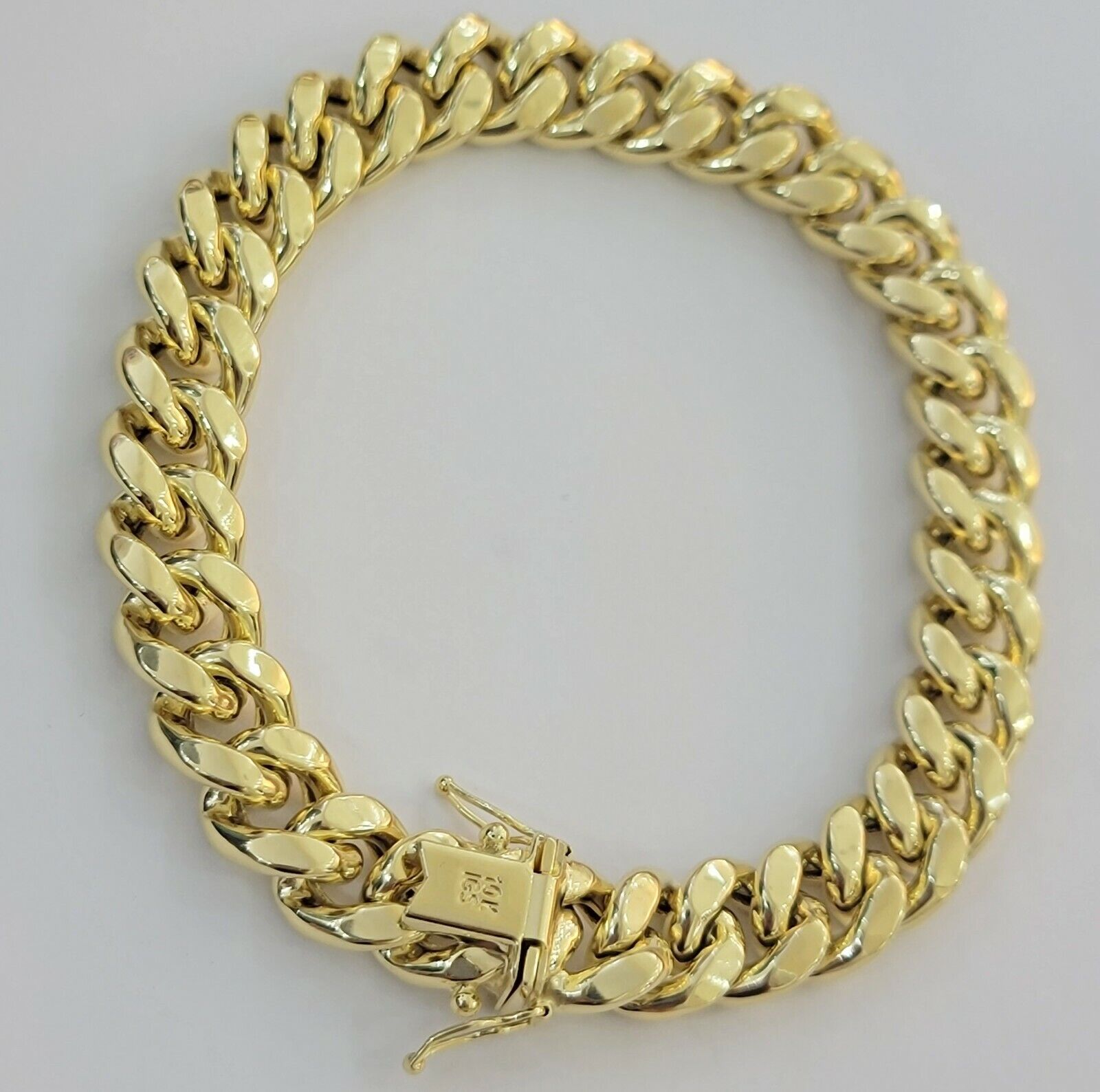 REAL 10k Gold Bracelet Miami Cuban Link 8 Inch 11mm Mens 10kt Yellow Gold Strong - GoldenlinQ