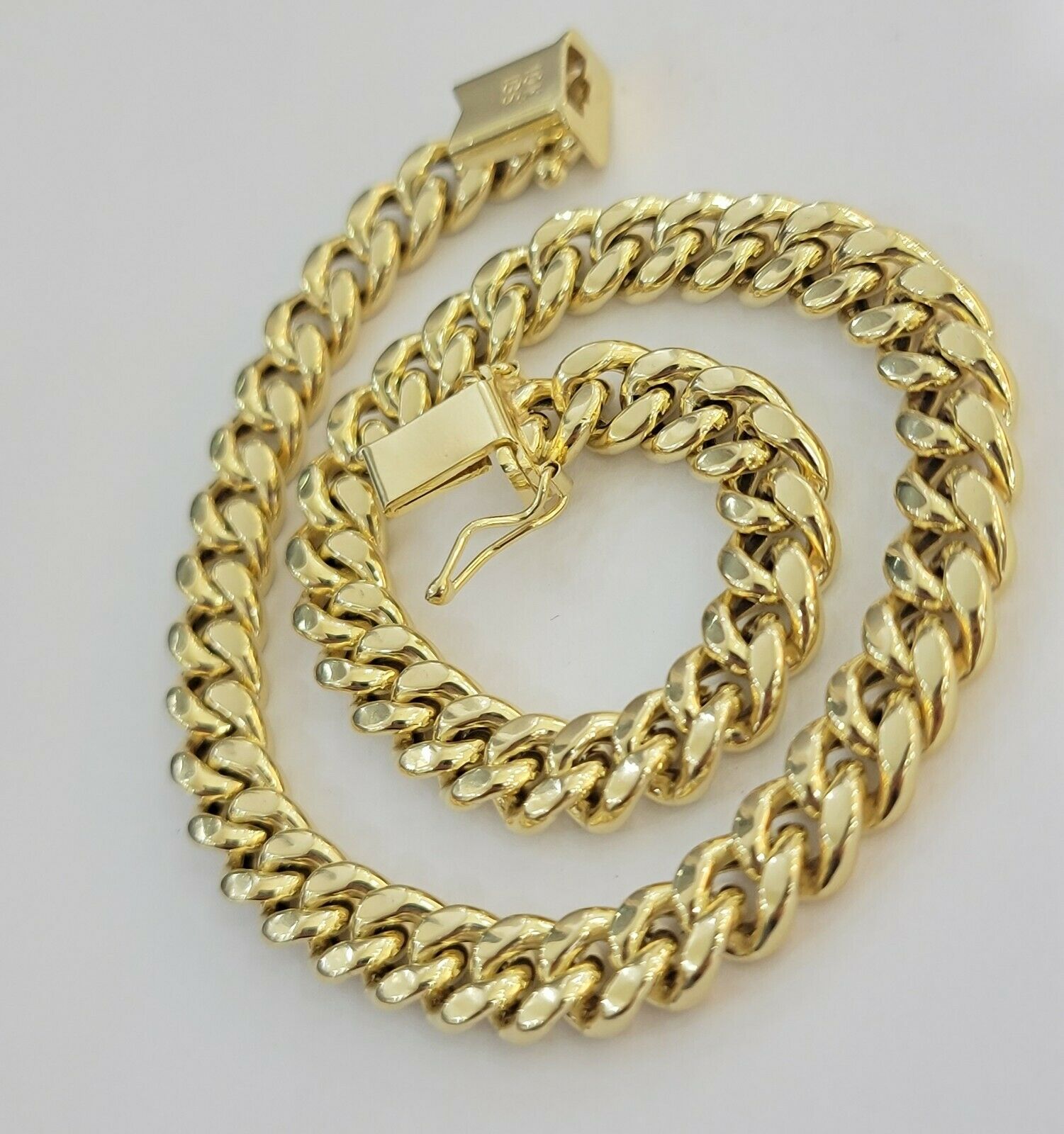 Real 10k Gold Bracelet Miami Cuban Link 9" 7mm REAL 10kt Yellow Gold STRONG,MENs - GoldenlinQ