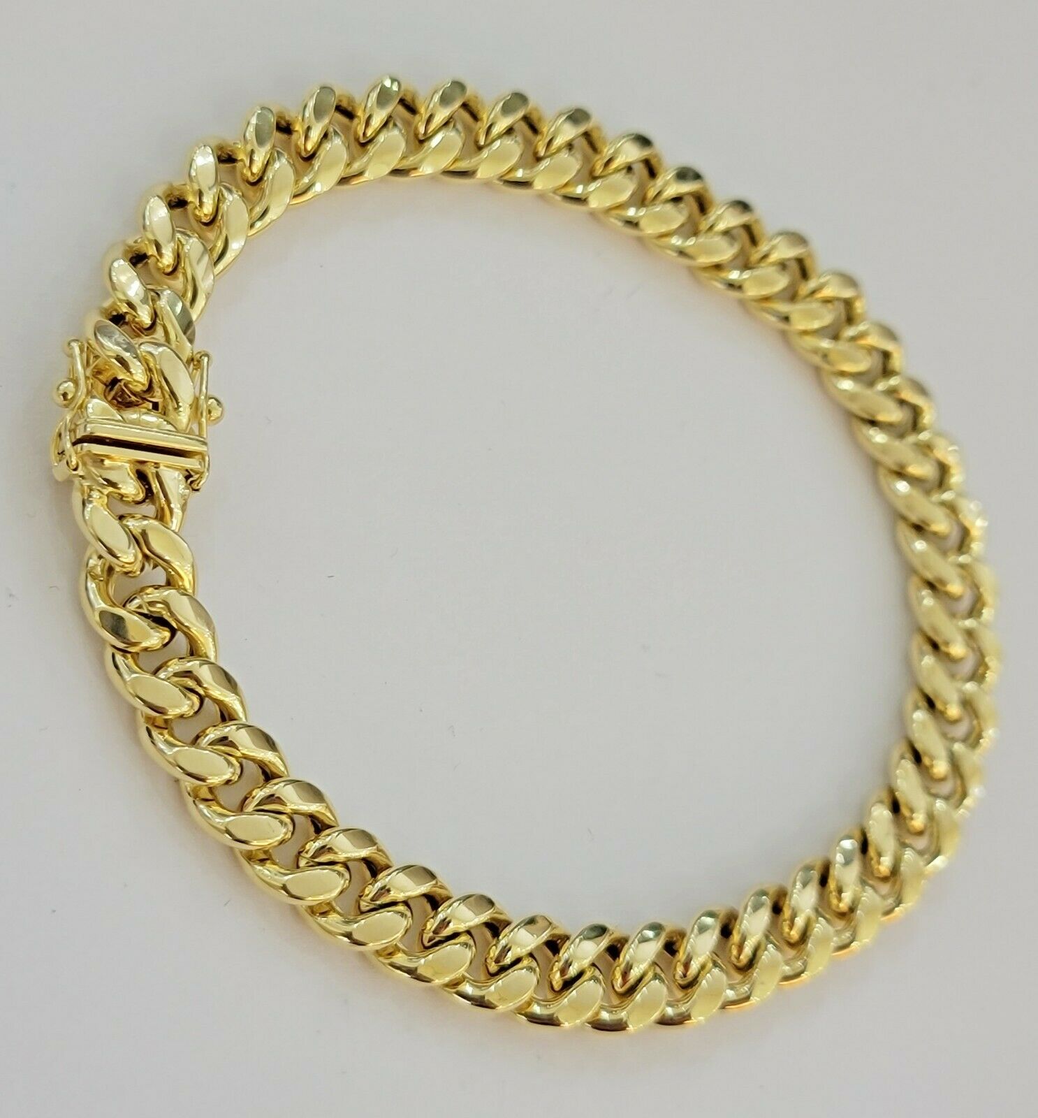 Real 10k Gold Bracelet Miami Cuban Link 9mm 8" Box clasp 10kt Strong Links Men's - GoldenlinQ