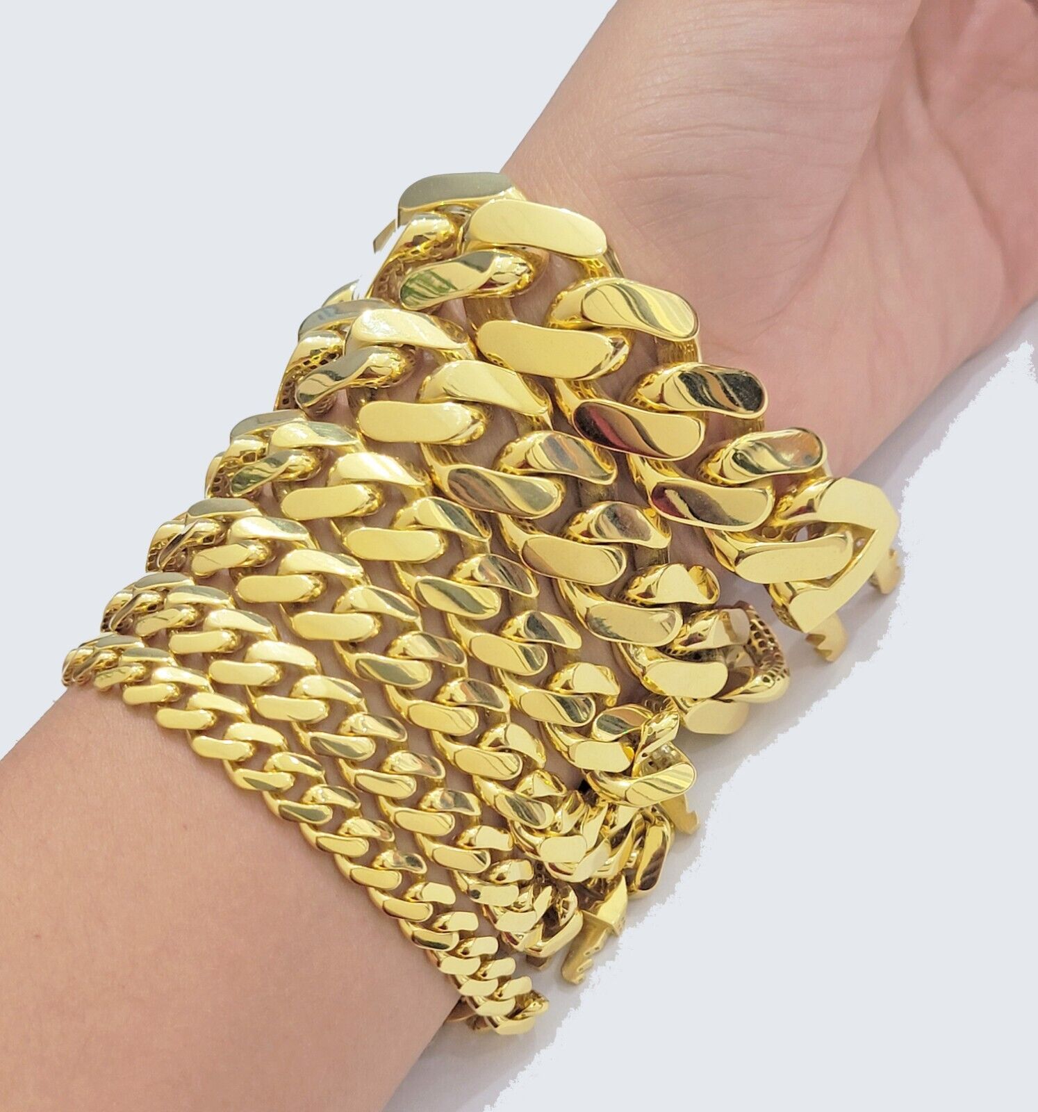 Real 10k Gold Bracelet Royal Cuban Link Monaco 8mm - 20mm 8 - 9" 10kt Yellow Gold - GoldenlinQ