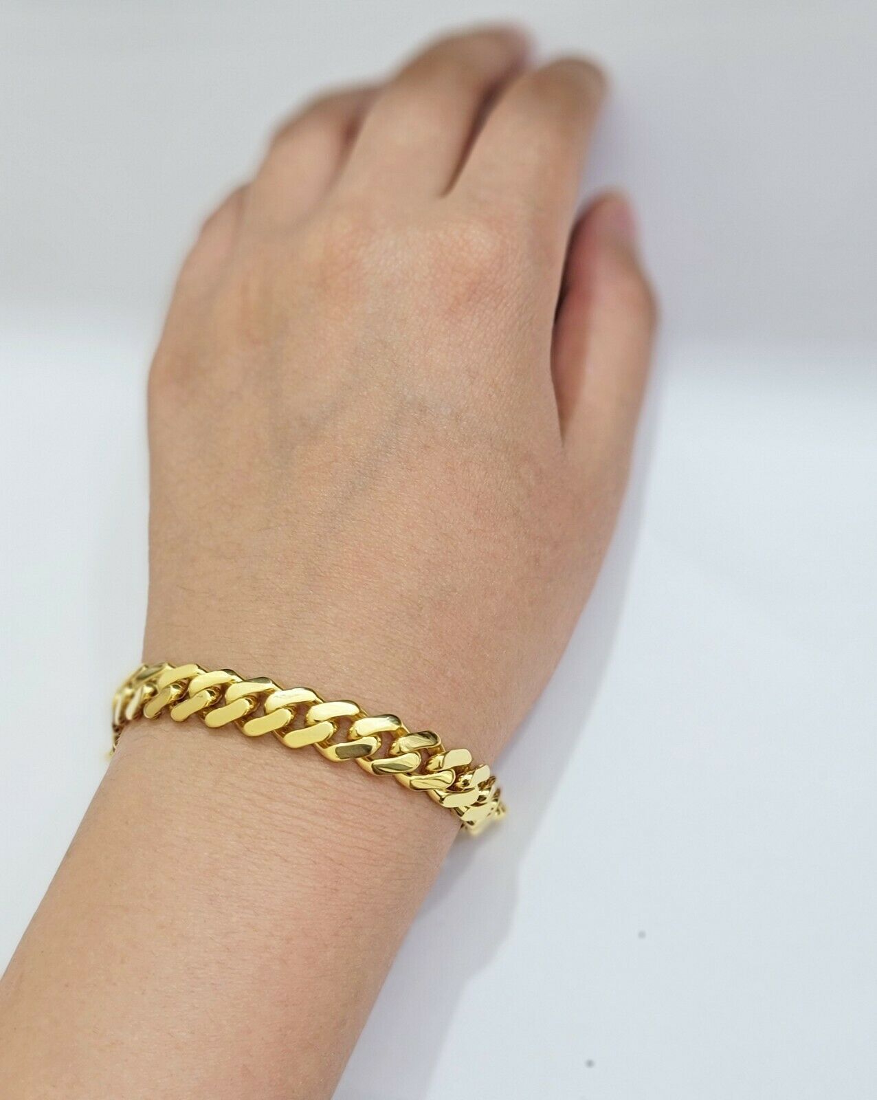 Real 10k Gold Bracelet Royal Miami Cuban Link 8.5mm 8.5Inch Moneco Box Lock,10kt - GoldenlinQ