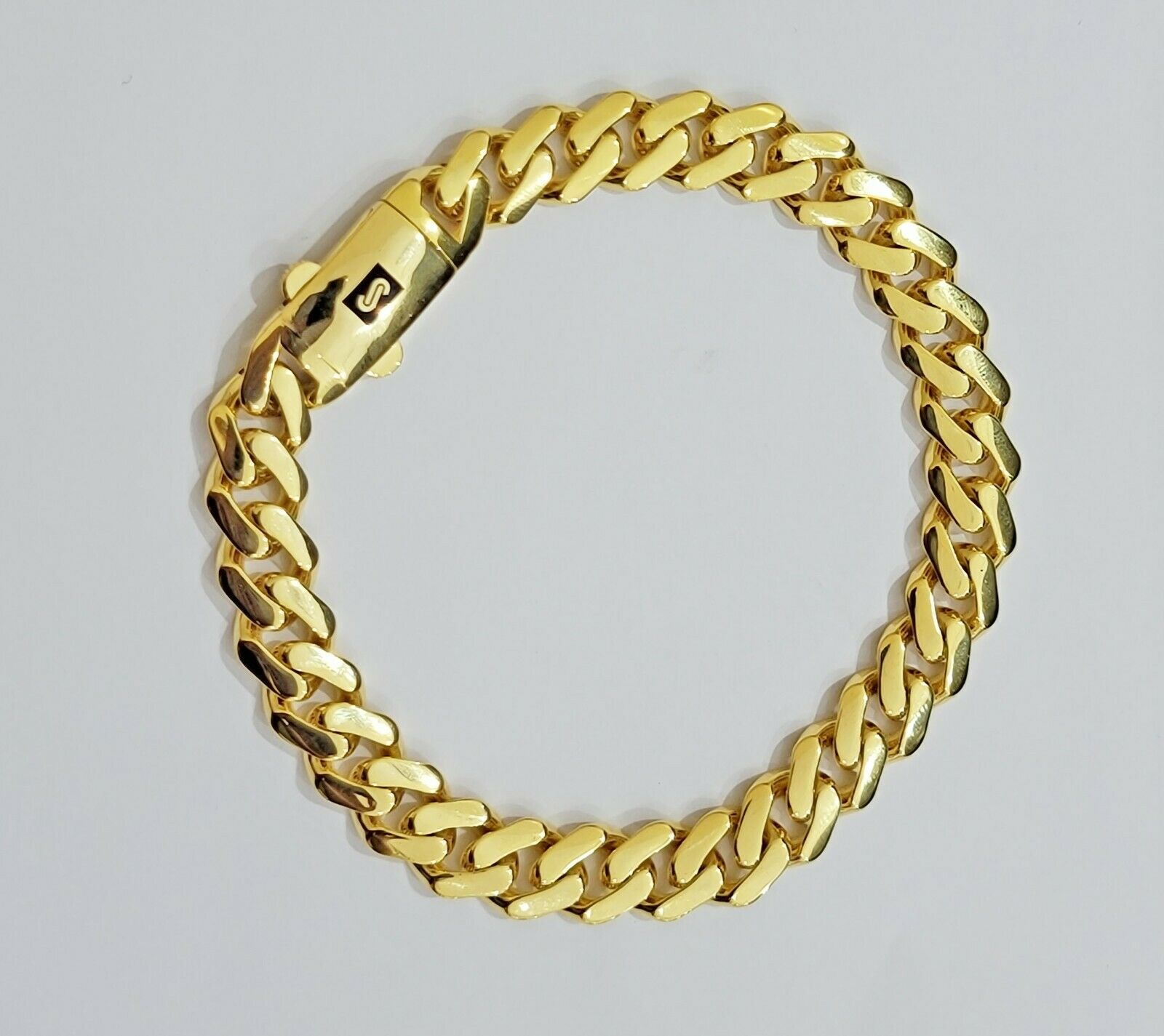 Real 10k Gold Bracelet Royal Miami Cuban Link 8.5mm 8.5Inch Moneco Box Lock,10kt - GoldenlinQ