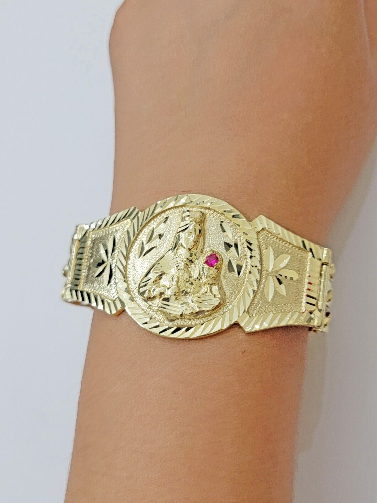 Real 10k Gold Bracelet Solid San barbara 8 Inches Cuban Link Box Lock, Pura oro - GoldenlinQ