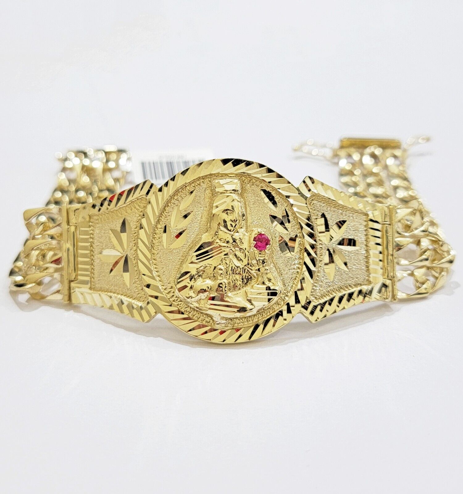 Real 10k Gold Bracelet Solid San barbara 8 Inches Cuban Link Box Lock, Pura oro - GoldenlinQ