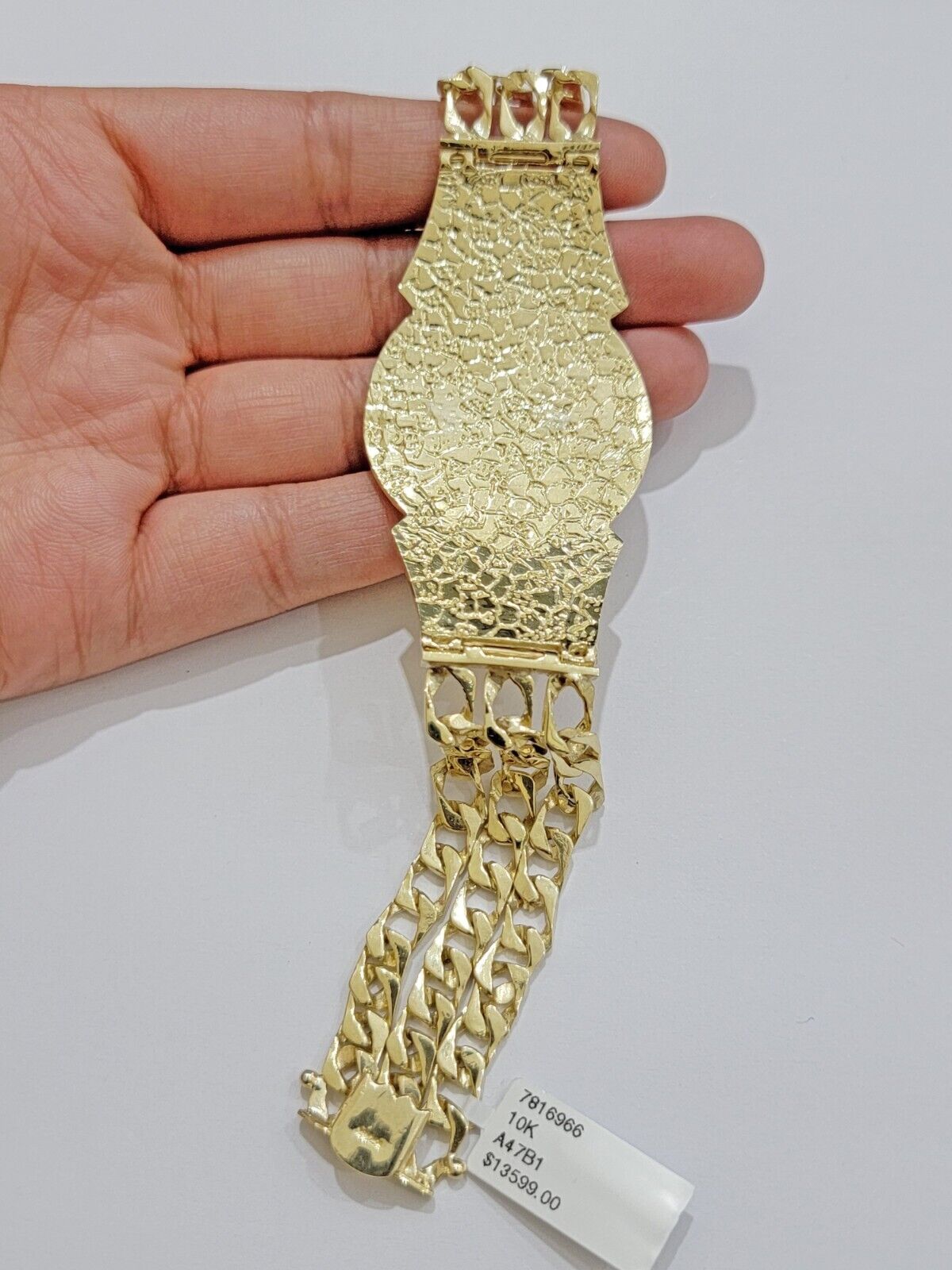 Real 10k Gold Bracelet Solid San barbara 8 Inches Cuban Link Box Lock, Pura oro - GoldenlinQ