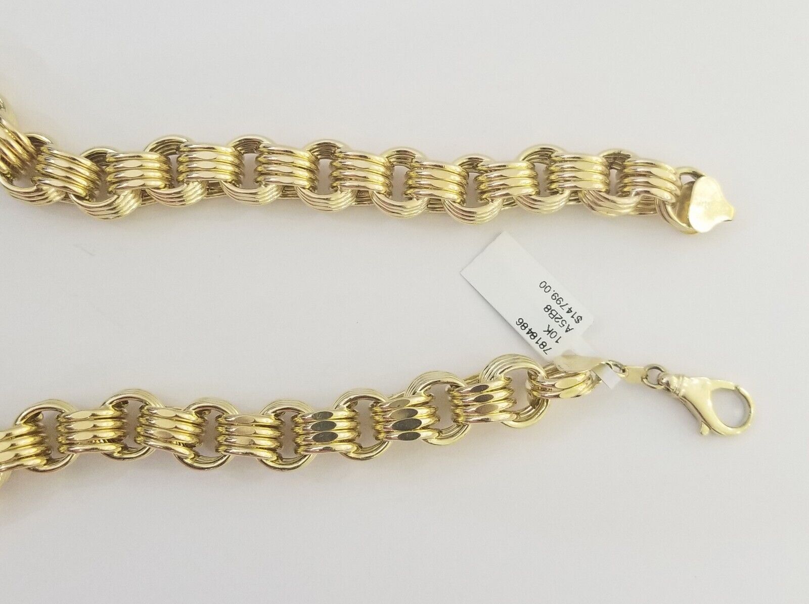 Real 10k Gold Byzantine Chain 11mm necklace 24" Men's 10kt yellow gold Box Chain - GoldenlinQ