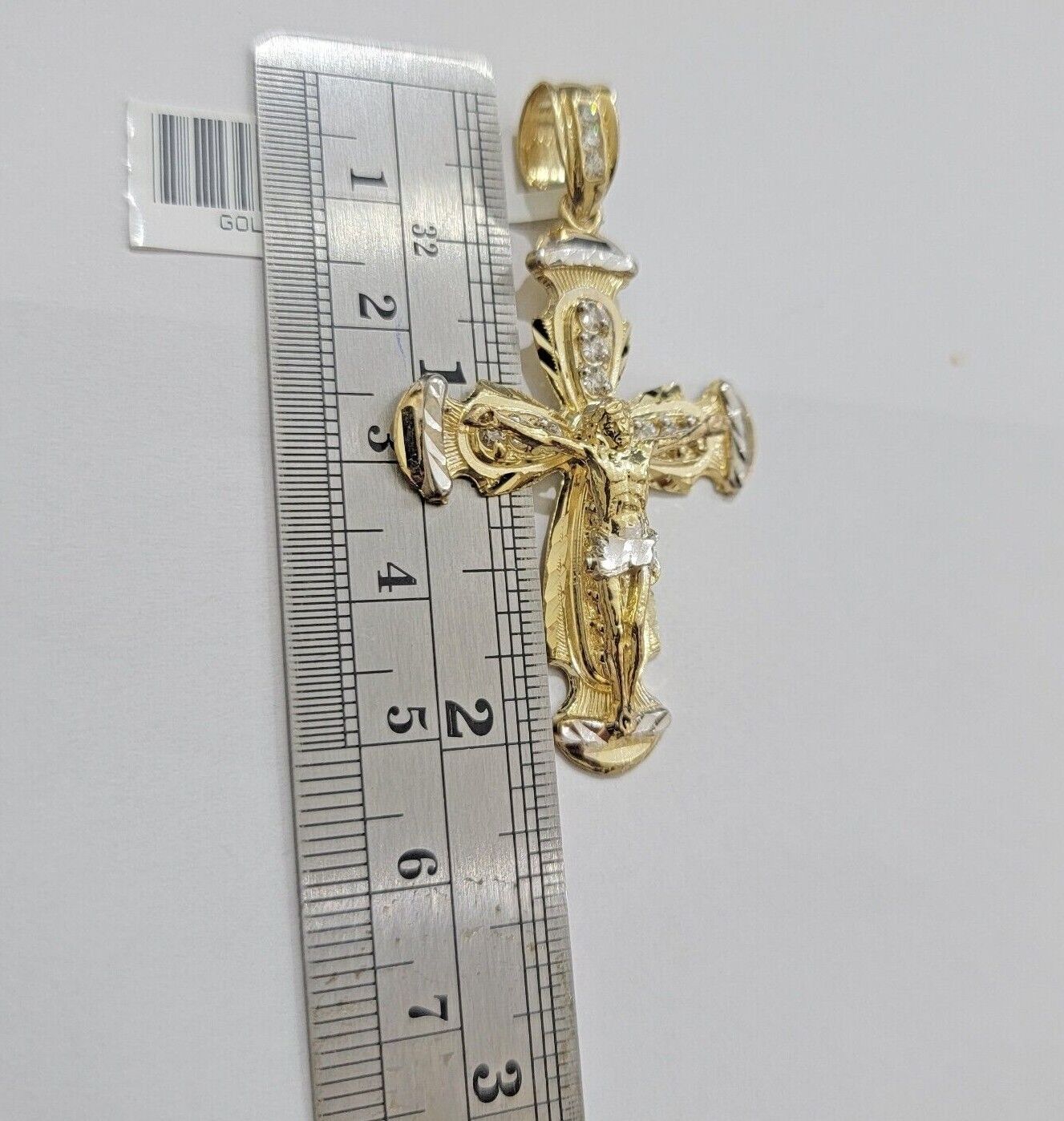 REAL 10k Gold byzantine Chain Cross Pendant Set 5mm Necklace & Jesus Crucifix - GoldenlinQ