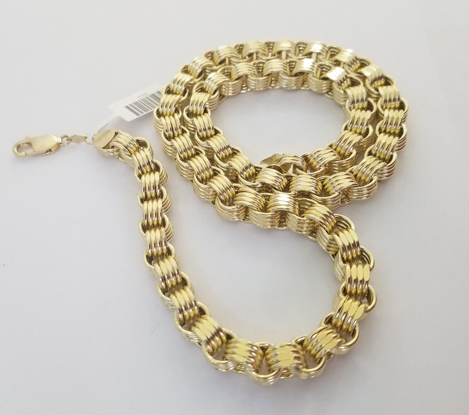 Real 10k Gold Byzantine Chain Mens necklace 8.5 mm 22" Inch 10kt yellow gold - GoldenlinQ