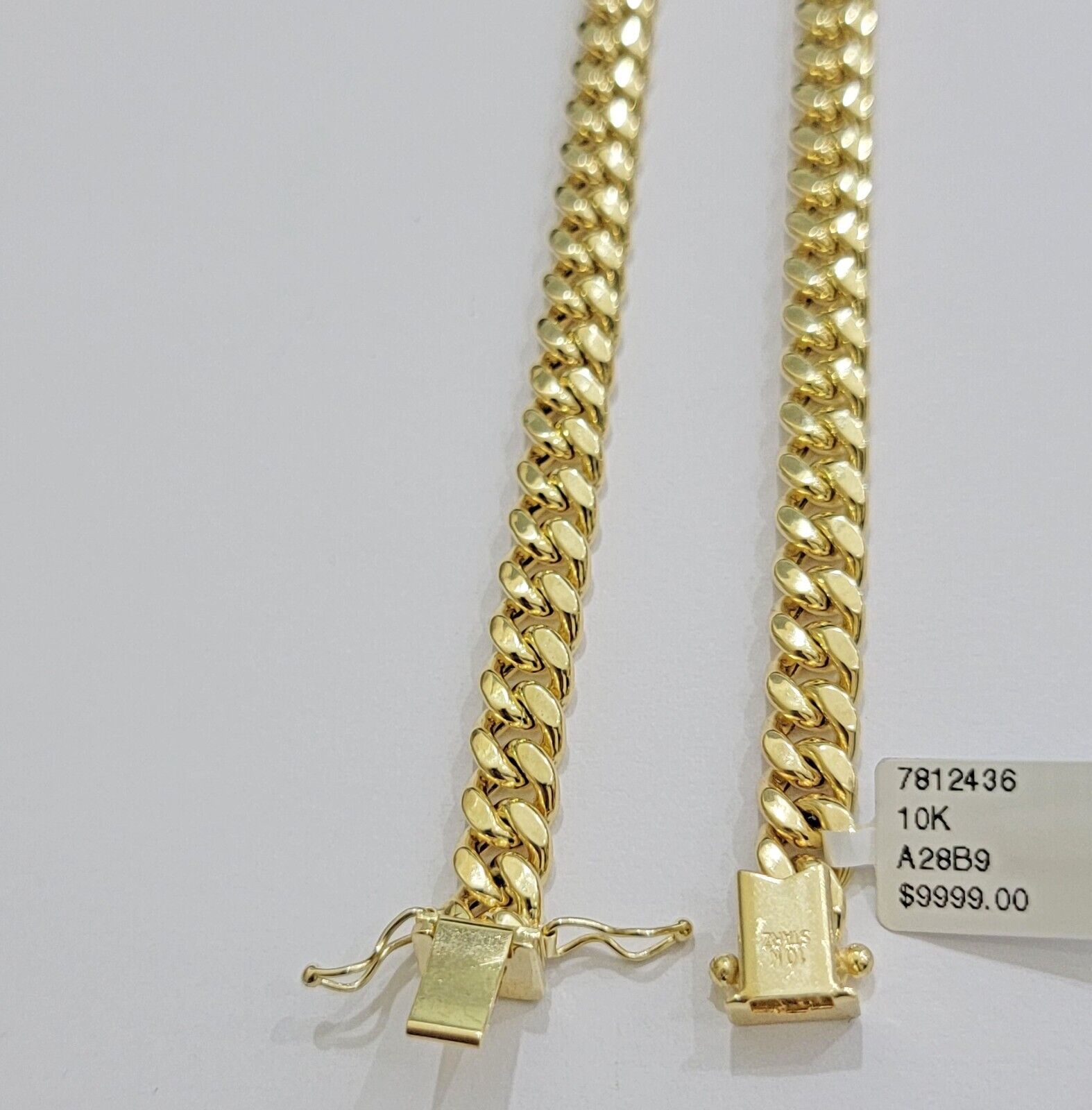 Real 10k Gold Chain 7mm 22 Inch Miami Cuban Link Box Clasp Mens 10kt Yellow Gold - GoldenlinQ